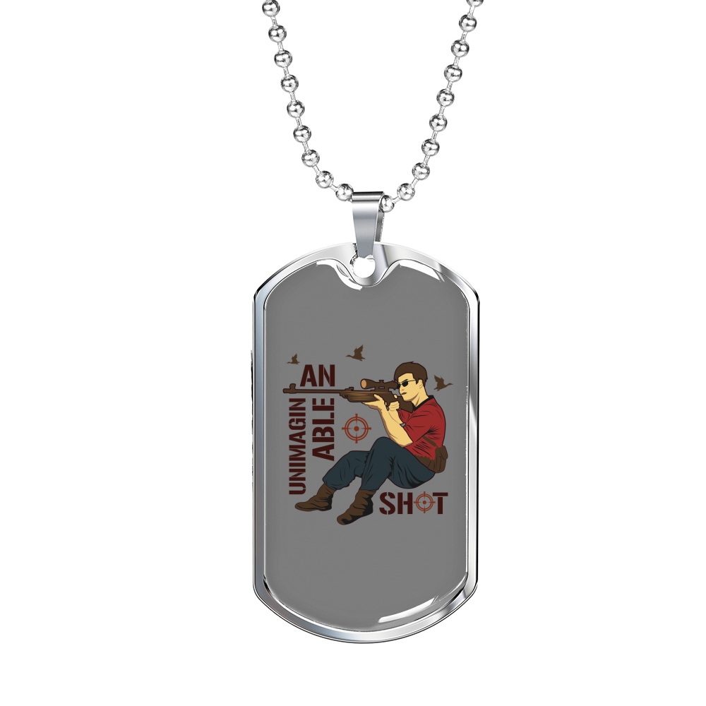 Unimaginable Shot Hunting Necklace Stainless Steel or 18k Gold Dog Tag 24"-Express Your Love Gifts