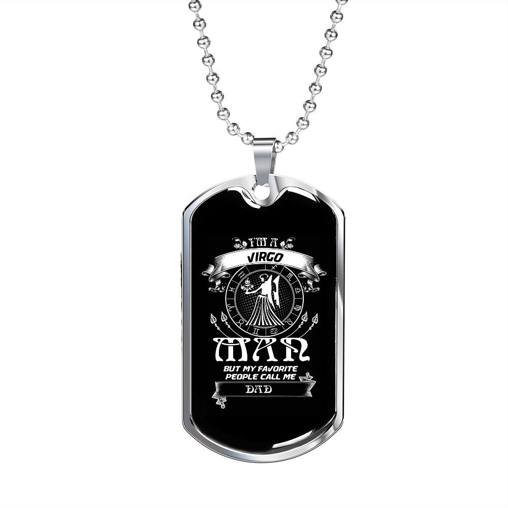 Virgo Man Zodiac Necklace Stainless Steel or 18k Gold Dog Tag 24" Chain-Express Your Love Gifts