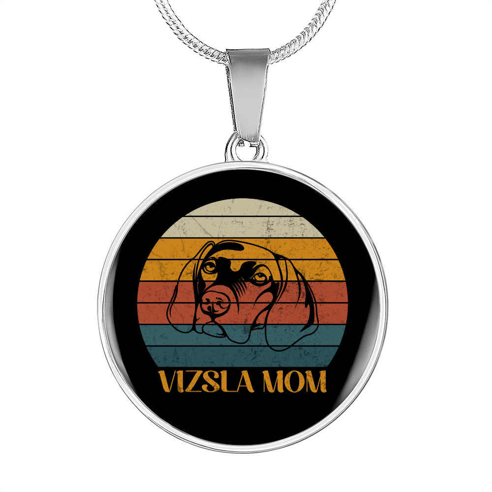 Visla Mom White Circle Necklace Stainless Steel or 18k Gold 18-22"-Express Your Love Gifts