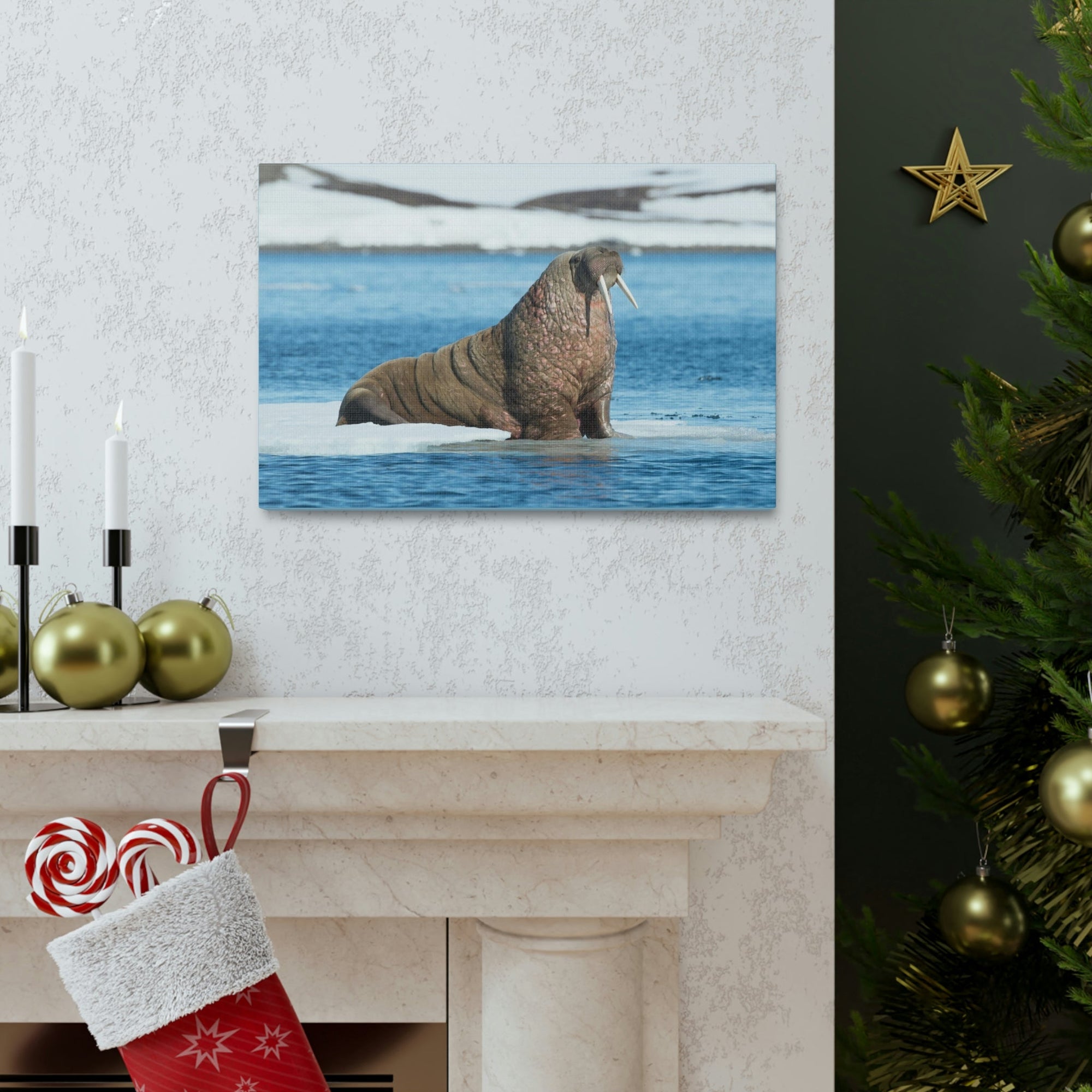 Scripture Walls Walrus Hunting Walrus on Hunt Print Animal Wall Art Wildlife Canvas Prints Wall Art Ready to Hang Unframed-Express Your Love Gifts