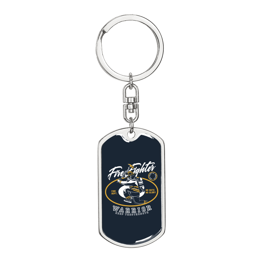 Warrior Keep The Strength Keychain Stainless Steel or 18k Gold Dog Tag Keyring-Express Your Love Gifts