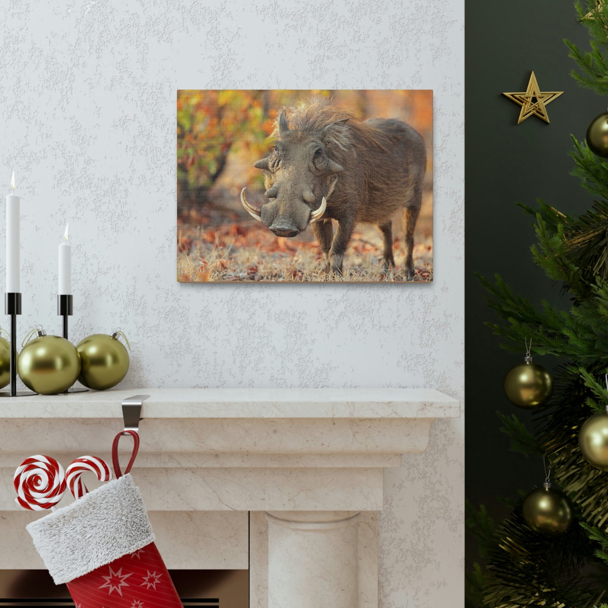 Scripture Walls Warthog Hunting Warthog on Hunt Print Animal Wall Art Wildlife Canvas Prints Wall Art Ready to Hang Unframed-Express Your Love Gifts