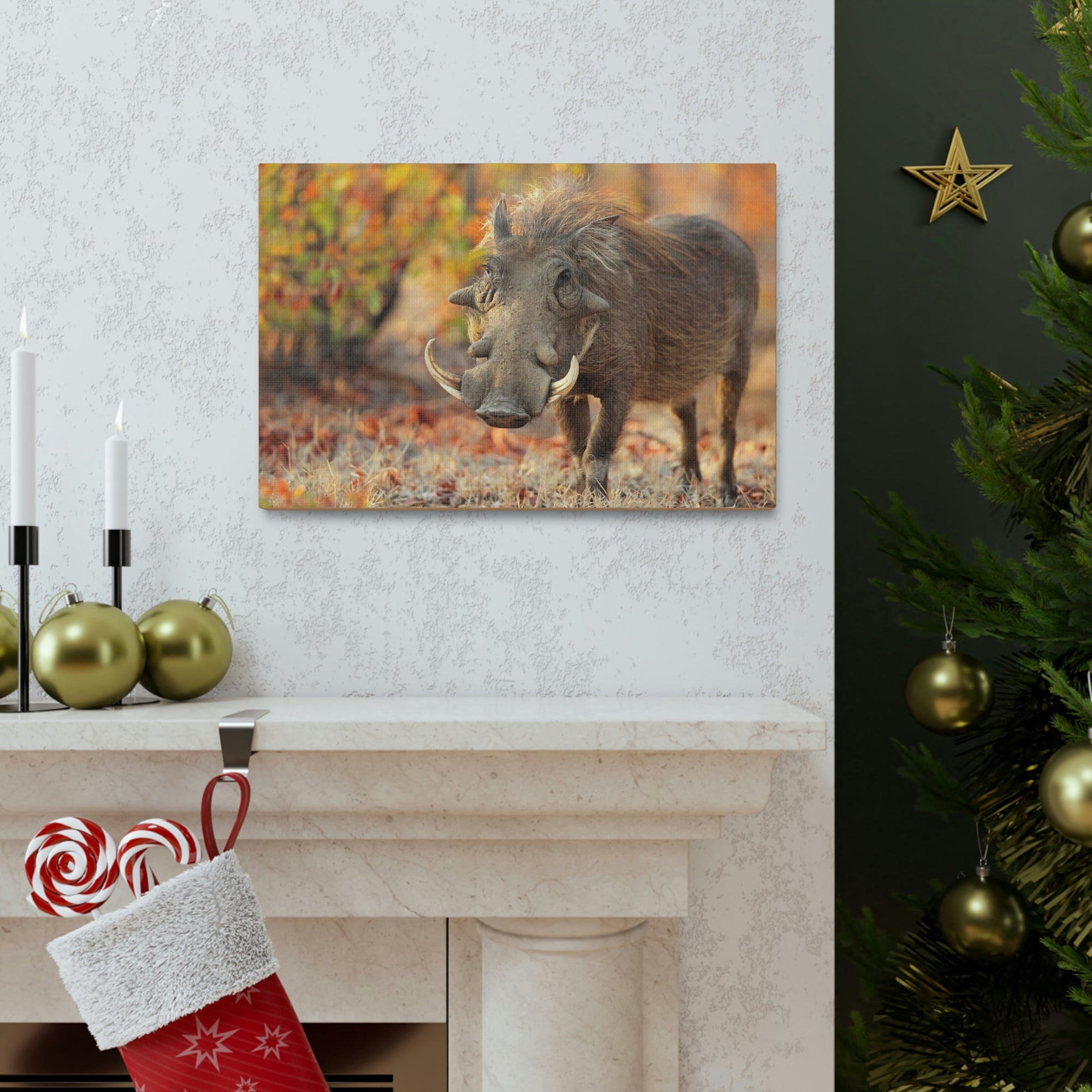 Scripture Walls Warthog Hunting Warthog on Hunt Print Animal Wall Art Wildlife Canvas Prints Wall Art Ready to Hang Unframed-Express Your Love Gifts