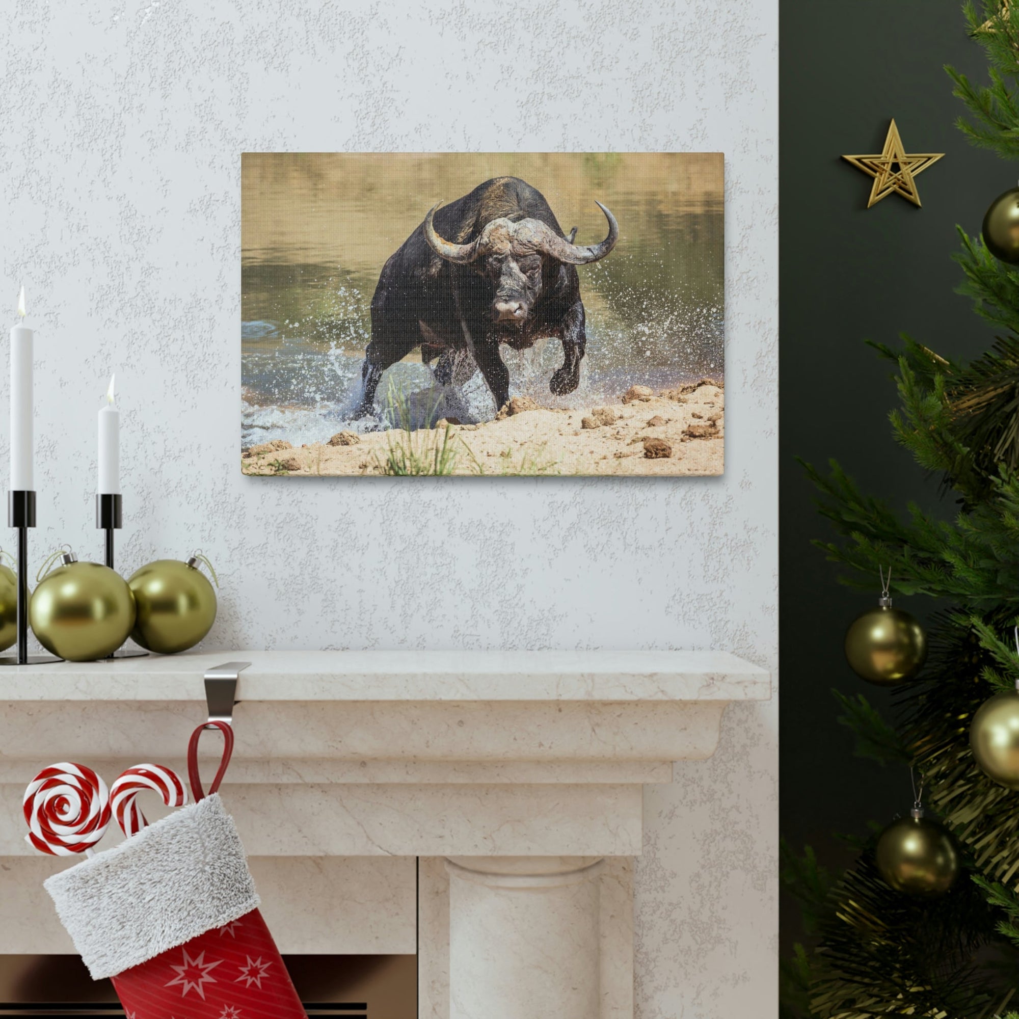 Scripture Walls Water Buffalo Hunting Water Buffalo on Hunt Print Animal Wall Art Wildlife Canvas Prints Wall Art Ready to Hang Unframed-Express Your Love Gifts