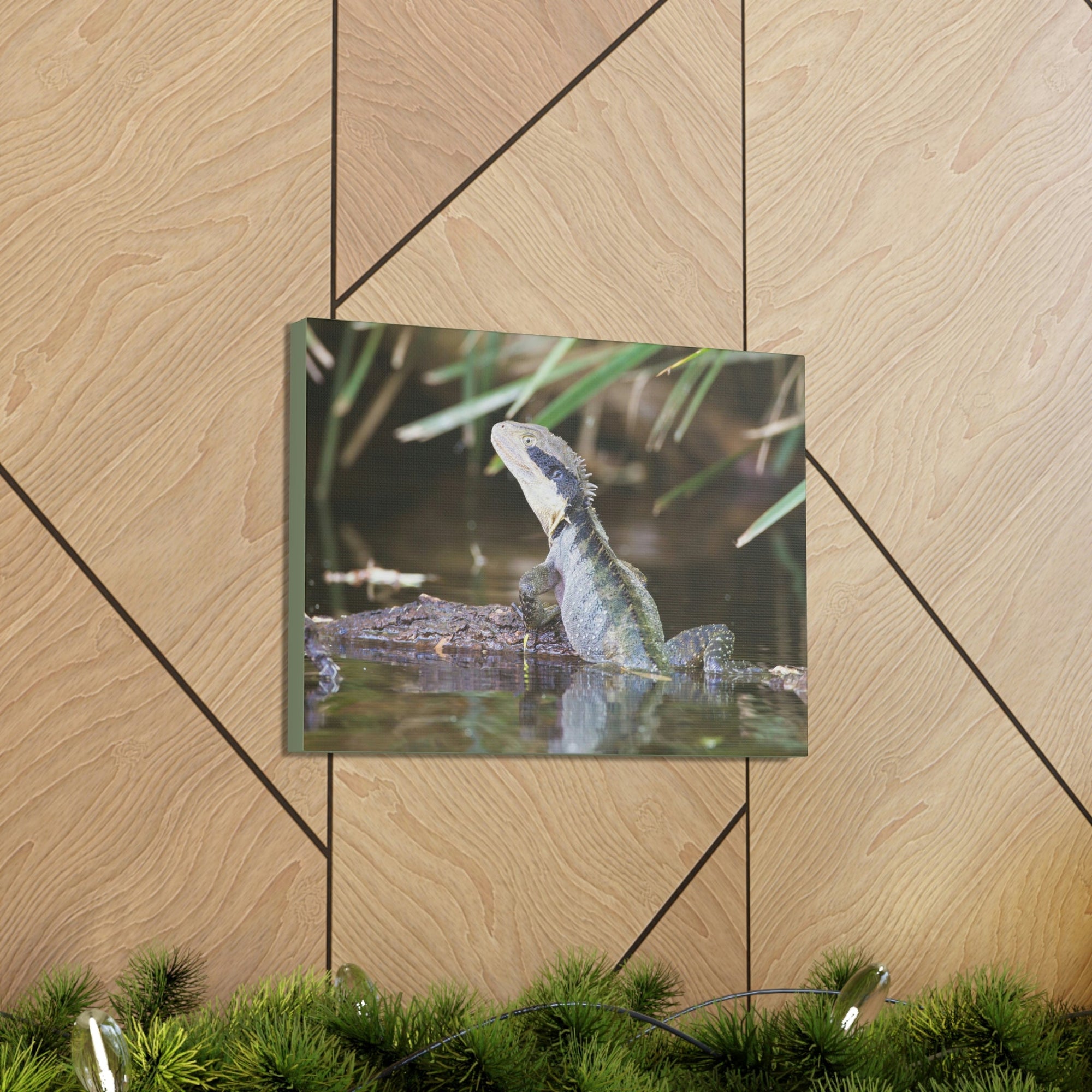 Scripture Walls Water Dragon Hunting Water Dragon on Hunt Print Animal Wall Art Wildlife Canvas Prints Wall Art Ready to Hang Unframed-Express Your Love Gifts