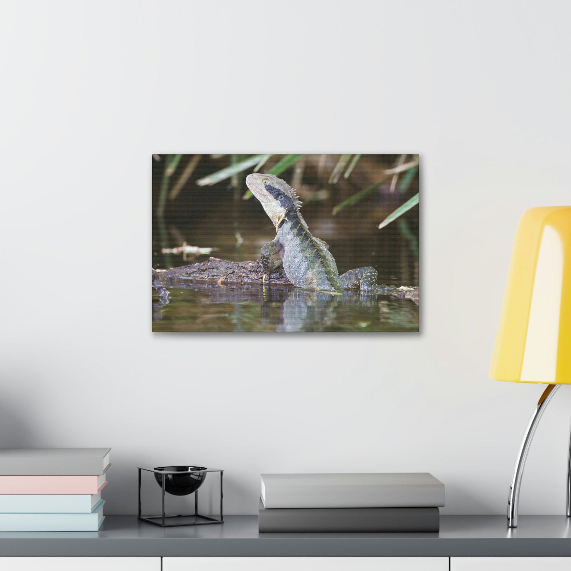 Scripture Walls Water Dragon Hunting Water Dragon on Hunt Print Animal Wall Art Wildlife Canvas Prints Wall Art Ready to Hang Unframed-Express Your Love Gifts