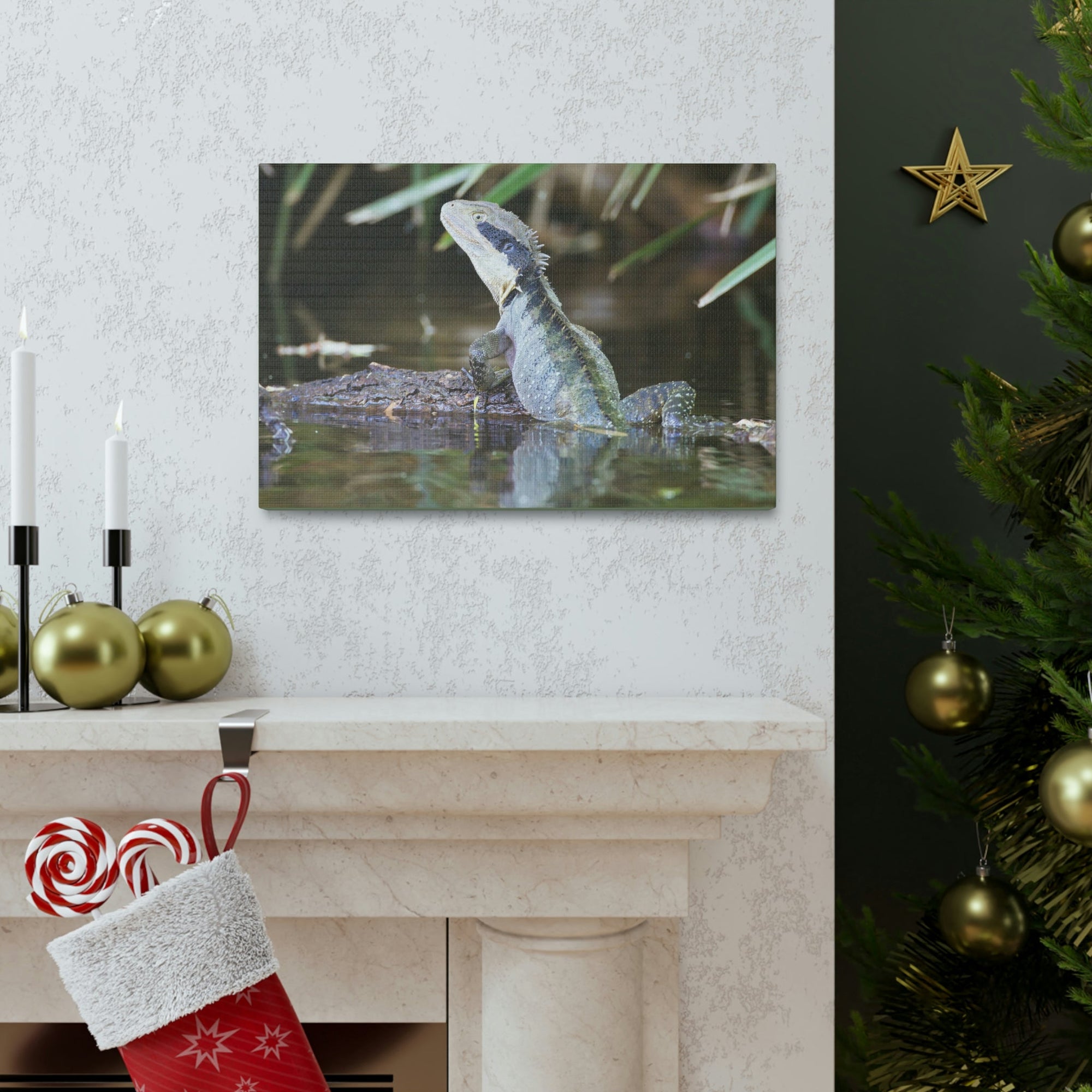 Scripture Walls Water Dragon Hunting Water Dragon on Hunt Print Animal Wall Art Wildlife Canvas Prints Wall Art Ready to Hang Unframed-Express Your Love Gifts