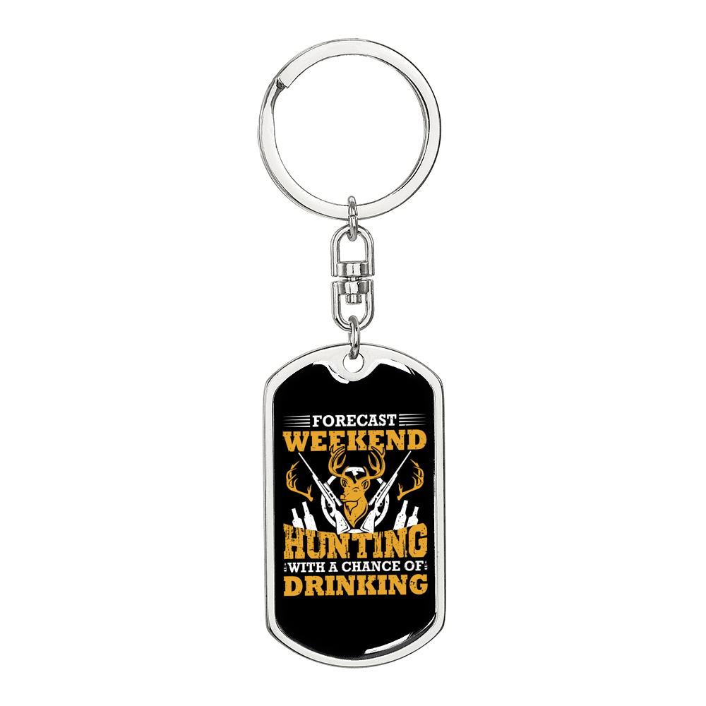 Weekend Hunter'S Keychain Gift Stainless Steel or 18k Gold Dog Tag Keyring-Express Your Love Gifts