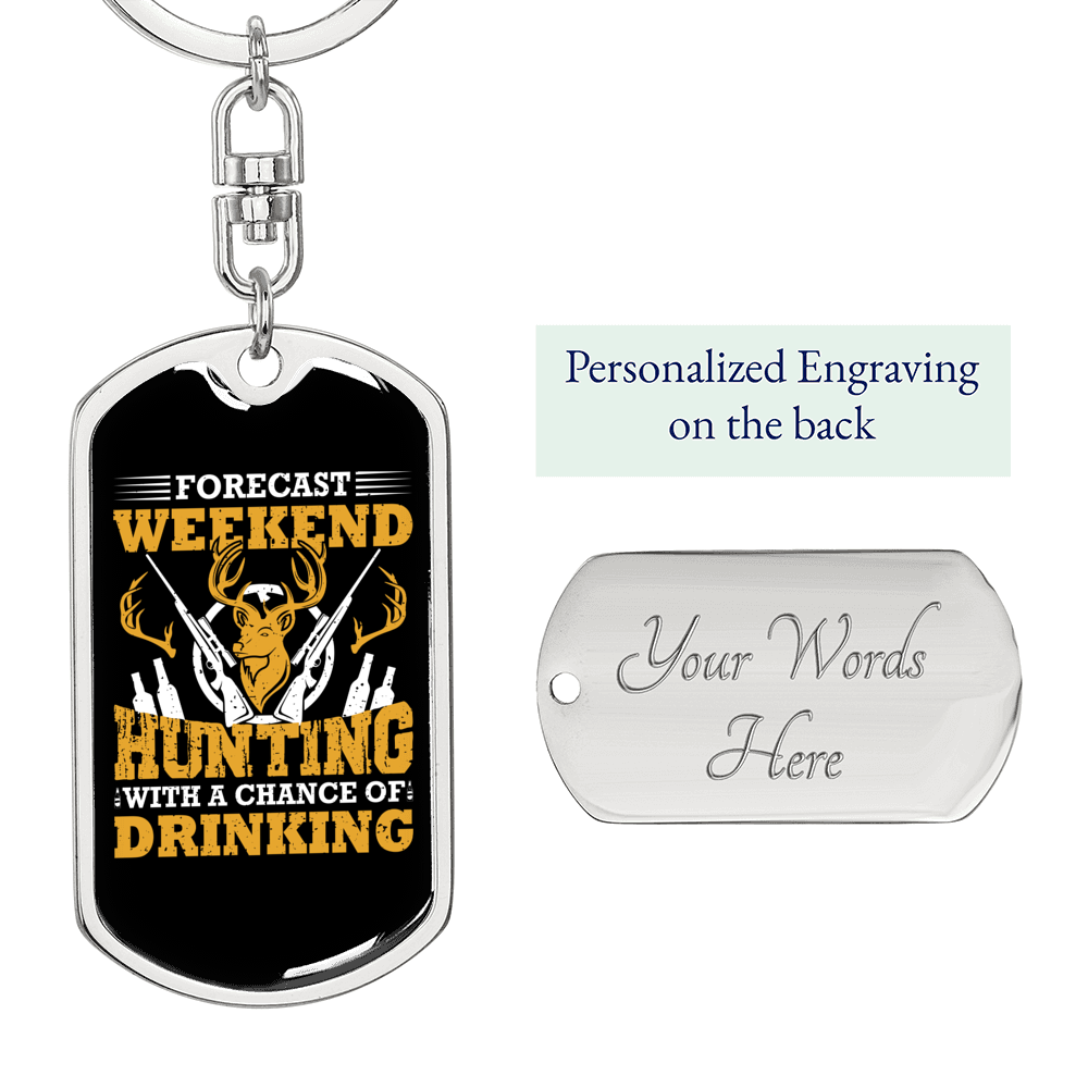 Weekend Hunter'S Keychain Gift Stainless Steel or 18k Gold Dog Tag Keyring-Express Your Love Gifts