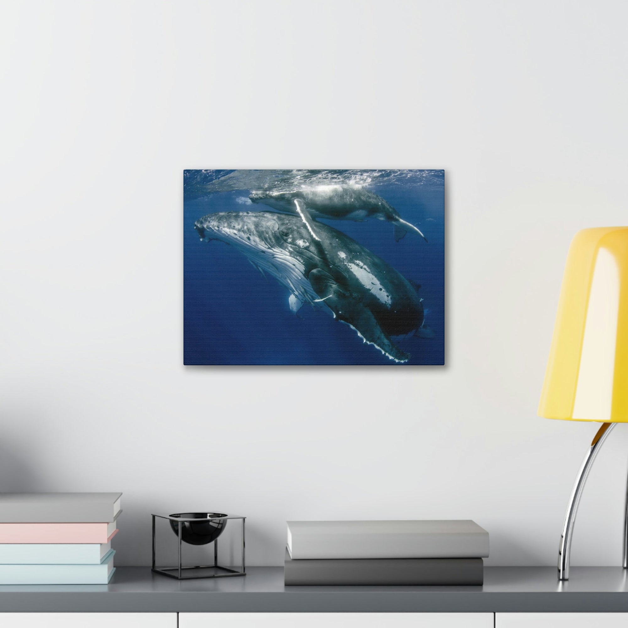 Scripture Walls Whale Couple Whale Couple Print Animal Wall Art Wildlife Canvas Prints Wall Art Ready to Hang Unframed-Express Your Love Gifts