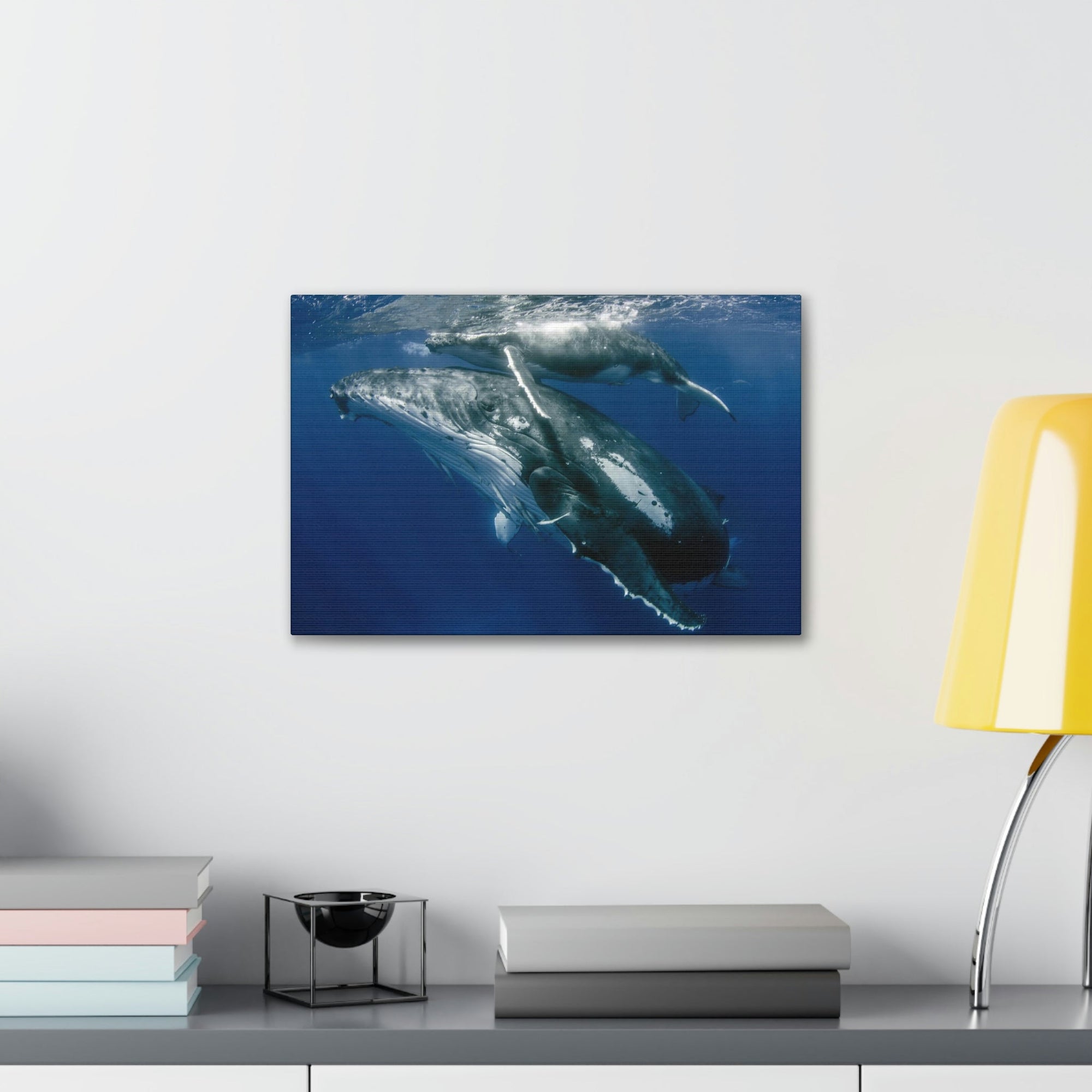 Scripture Walls Whale Couple Whale Couple Print Animal Wall Art Wildlife Canvas Prints Wall Art Ready to Hang Unframed-Express Your Love Gifts