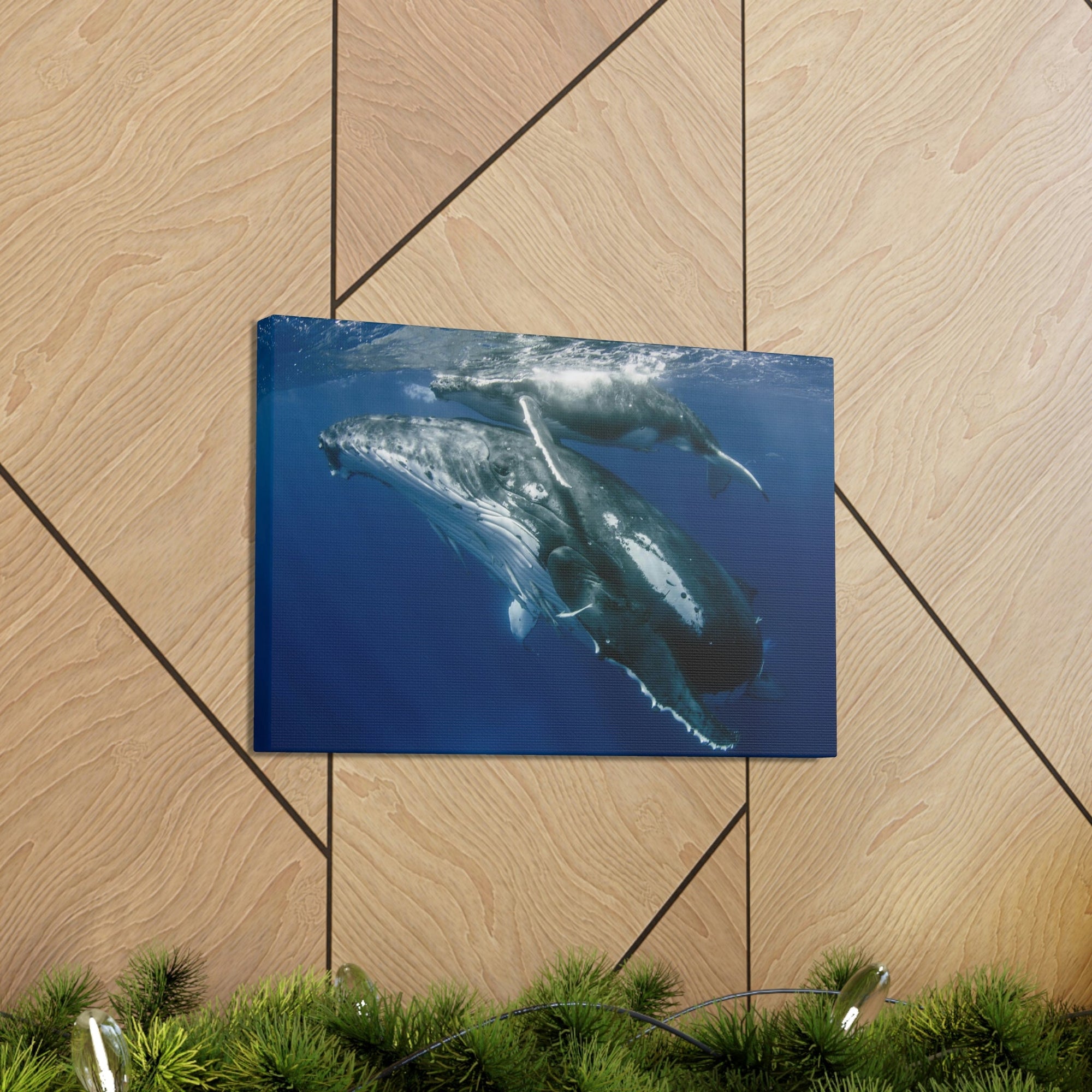 Scripture Walls Whale Couple Whale Couple Print Animal Wall Art Wildlife Canvas Prints Wall Art Ready to Hang Unframed-Express Your Love Gifts