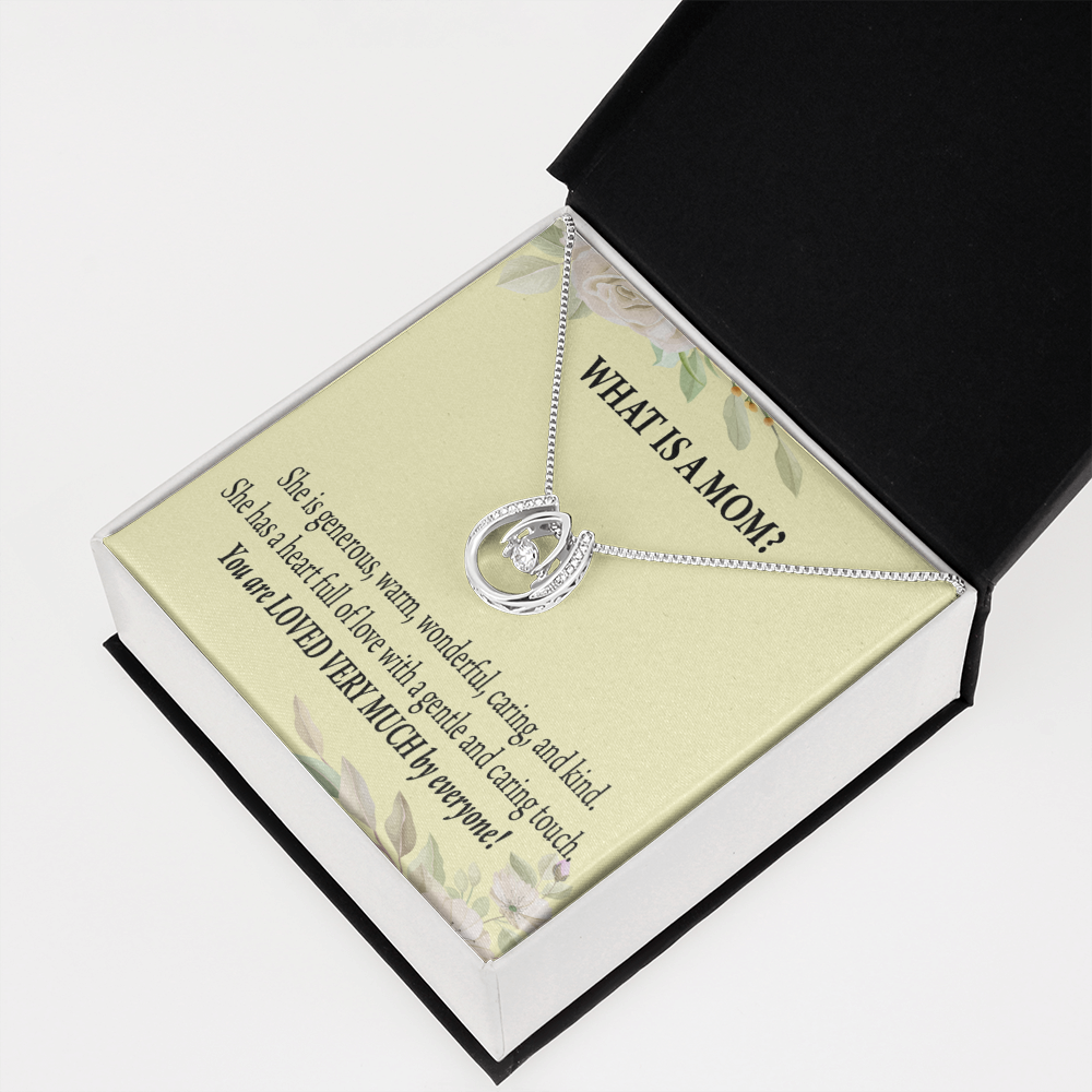 What is Mom Lucky Horseshoe Necklace Message Card 14k w CZ Crystals-Express Your Love Gifts