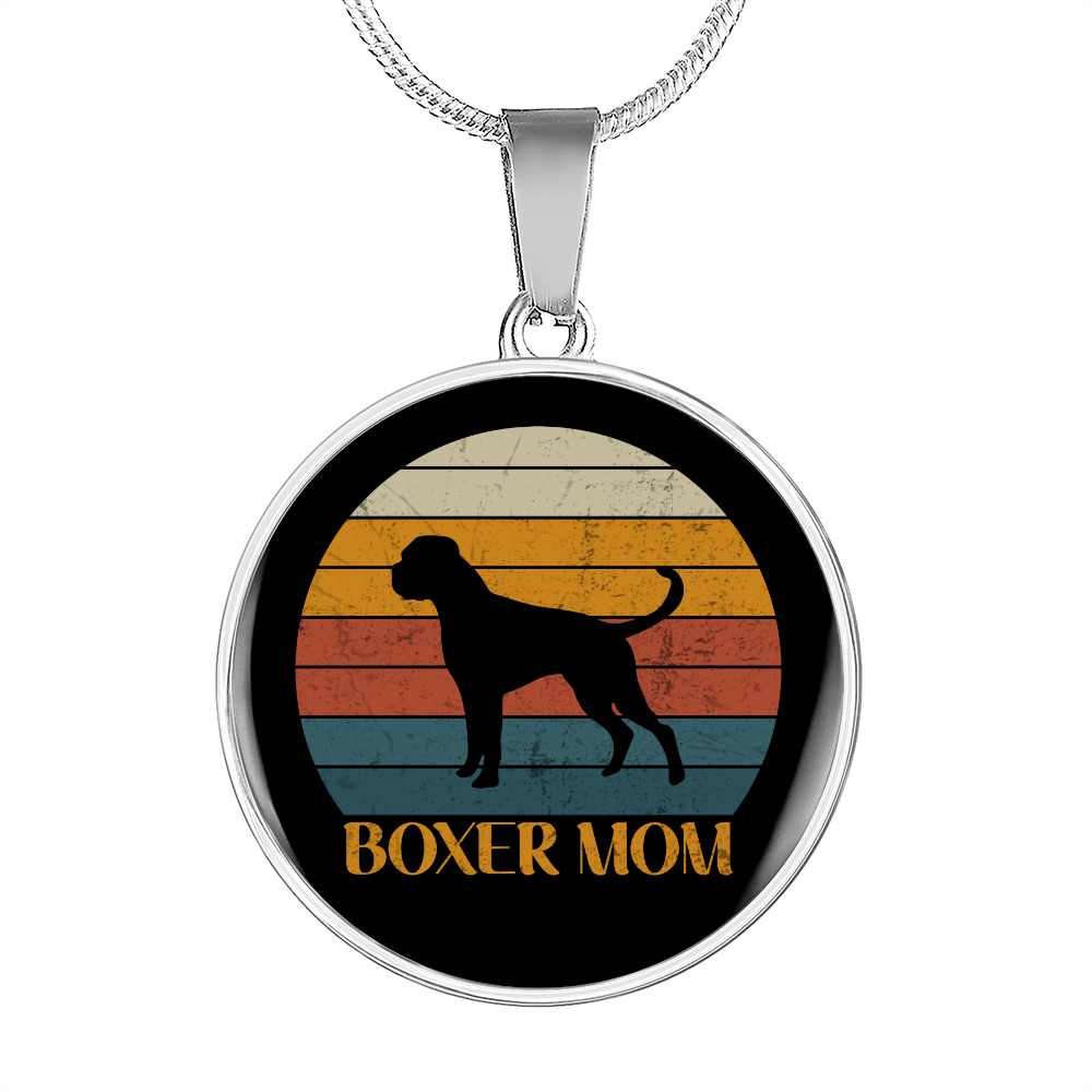 White Boxer Mom Circle Necklace Stainless Steel or 18k Gold 18-22"-Express Your Love Gifts