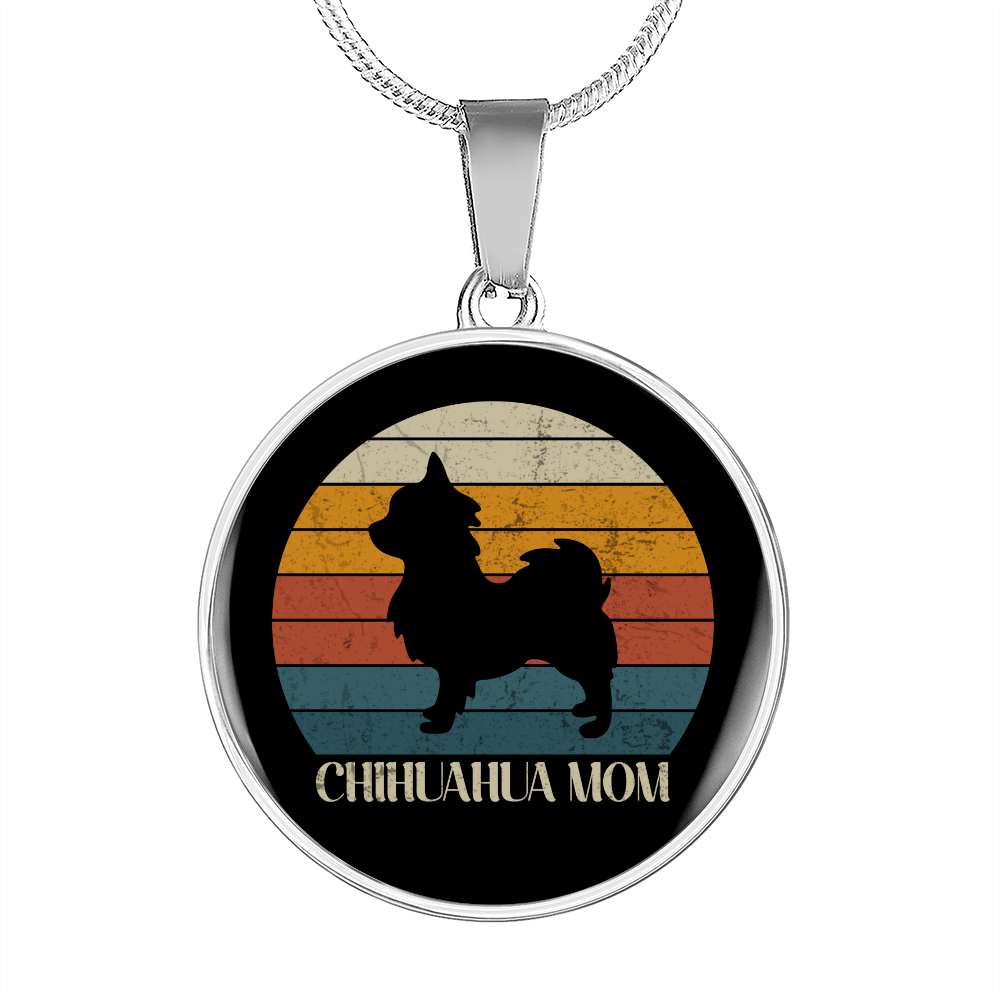 White Chihuahua Mom Circle Necklace Stainless Steel or 18k Gold 18-22"-Express Your Love Gifts