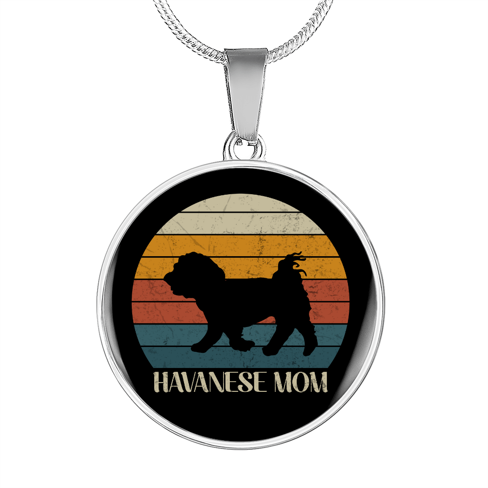 White Havanese Mom Circle Necklace Stainless Steel or 18k Gold 18-22"-Express Your Love Gifts