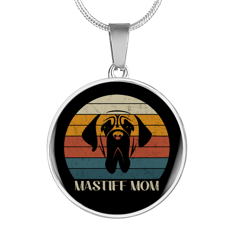 White Mastiff Mom Circle Necklace Stainless Steel or 18k Gold 18-22"-Express Your Love Gifts