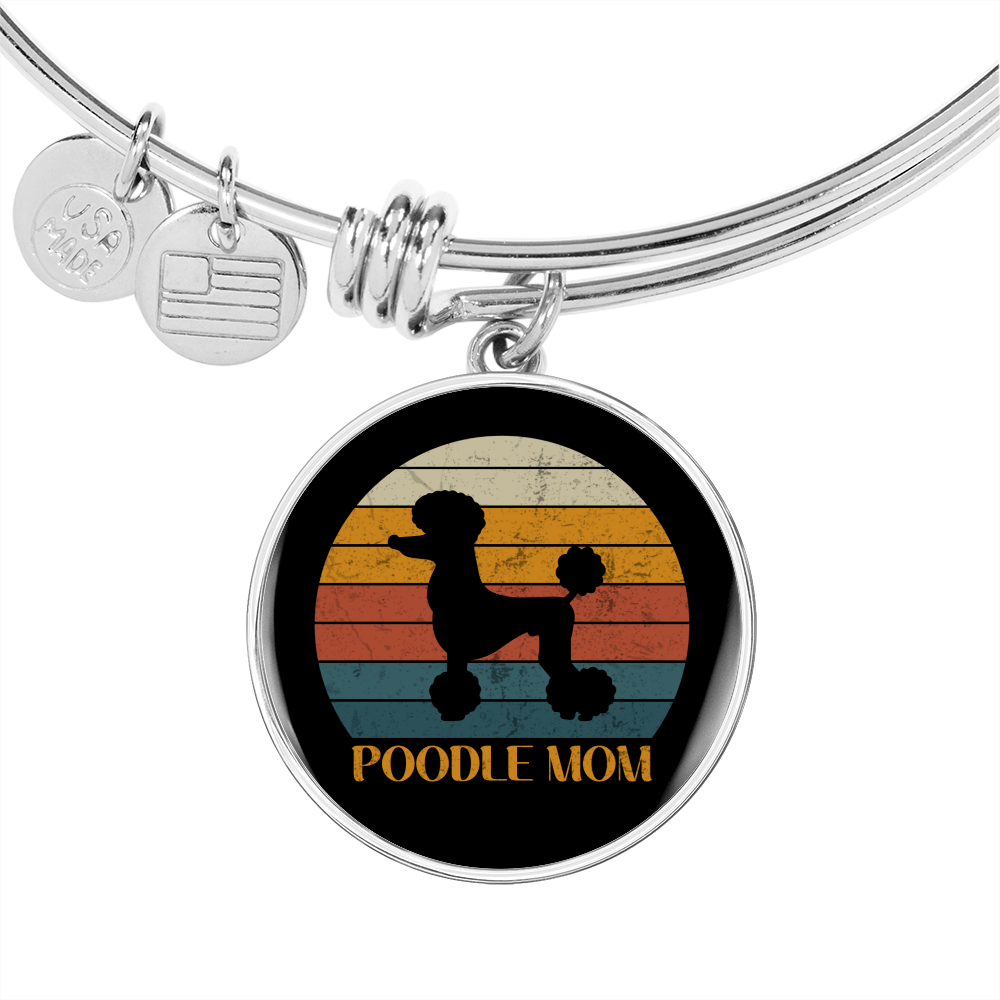 White Poodle Mom Bracelet Stainless Steel or 18k Gold Circle Bangle-Express Your Love Gifts