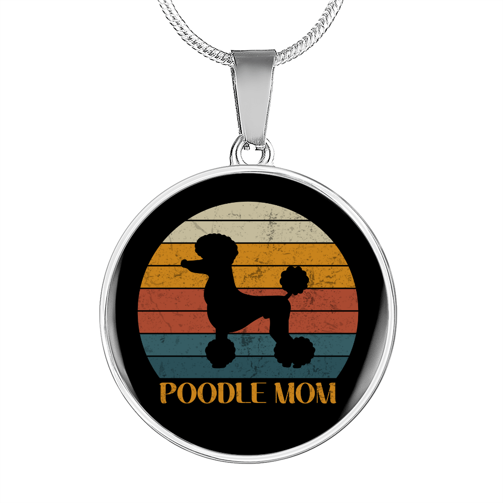 White Poodle Mom Circle Necklace Stainless Steel or 18k Gold 18-22"-Express Your Love Gifts