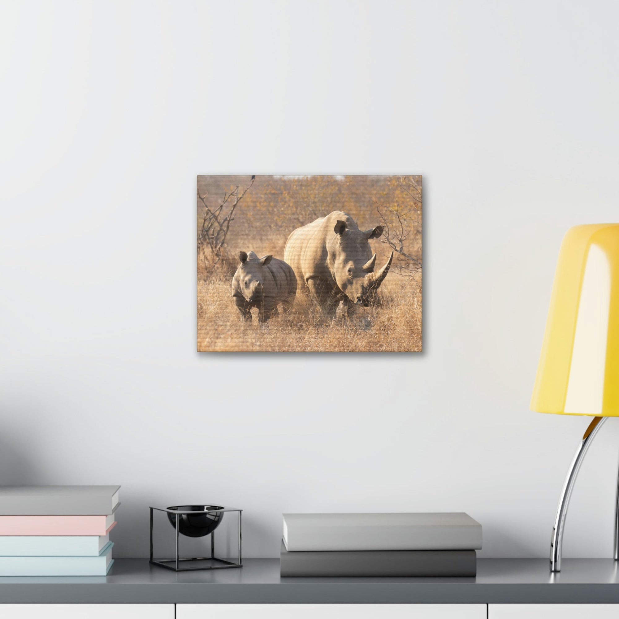 Scripture Walls White Rhino Hunting White Rhino on Hunt Print Animal Wall Art Wildlife Canvas Prints Wall Art Ready to Hang Unframed-Express Your Love Gifts