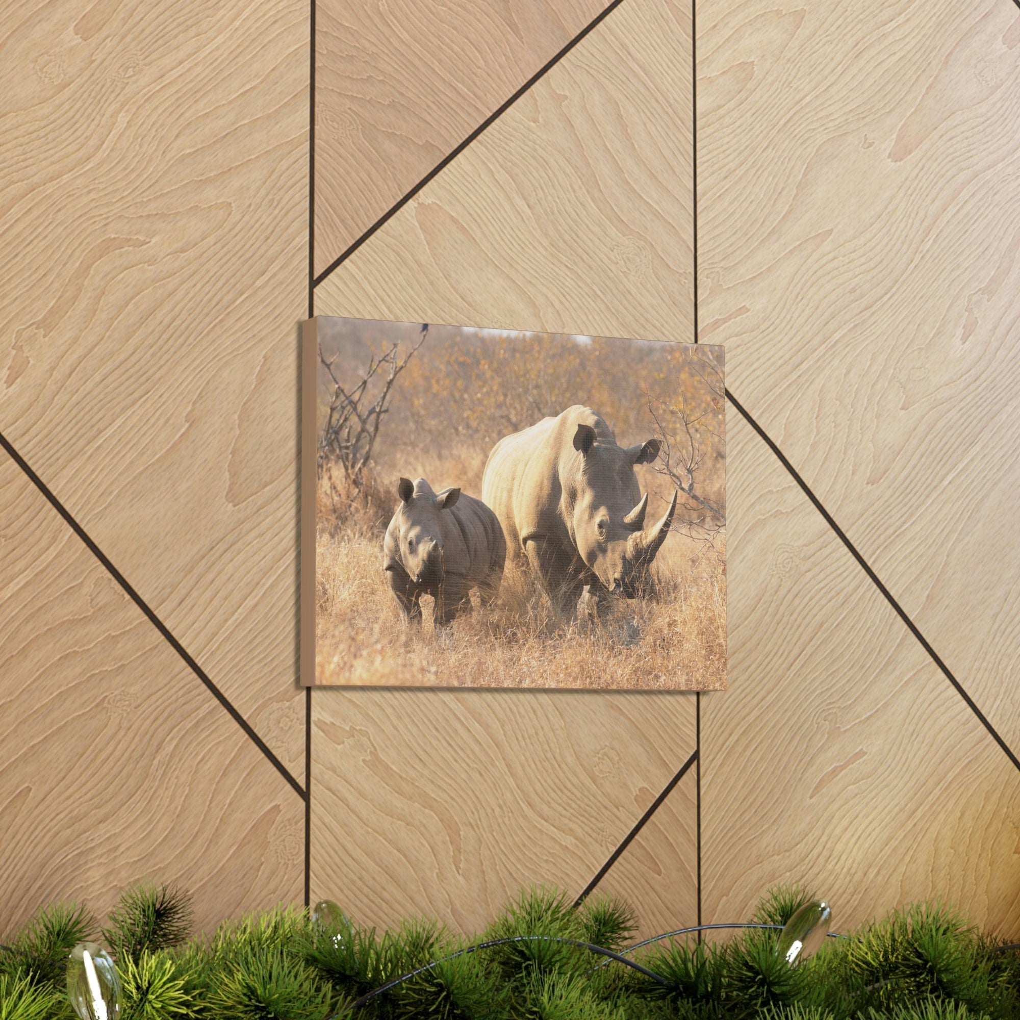 Scripture Walls White Rhino Hunting White Rhino on Hunt Print Animal Wall Art Wildlife Canvas Prints Wall Art Ready to Hang Unframed-Express Your Love Gifts