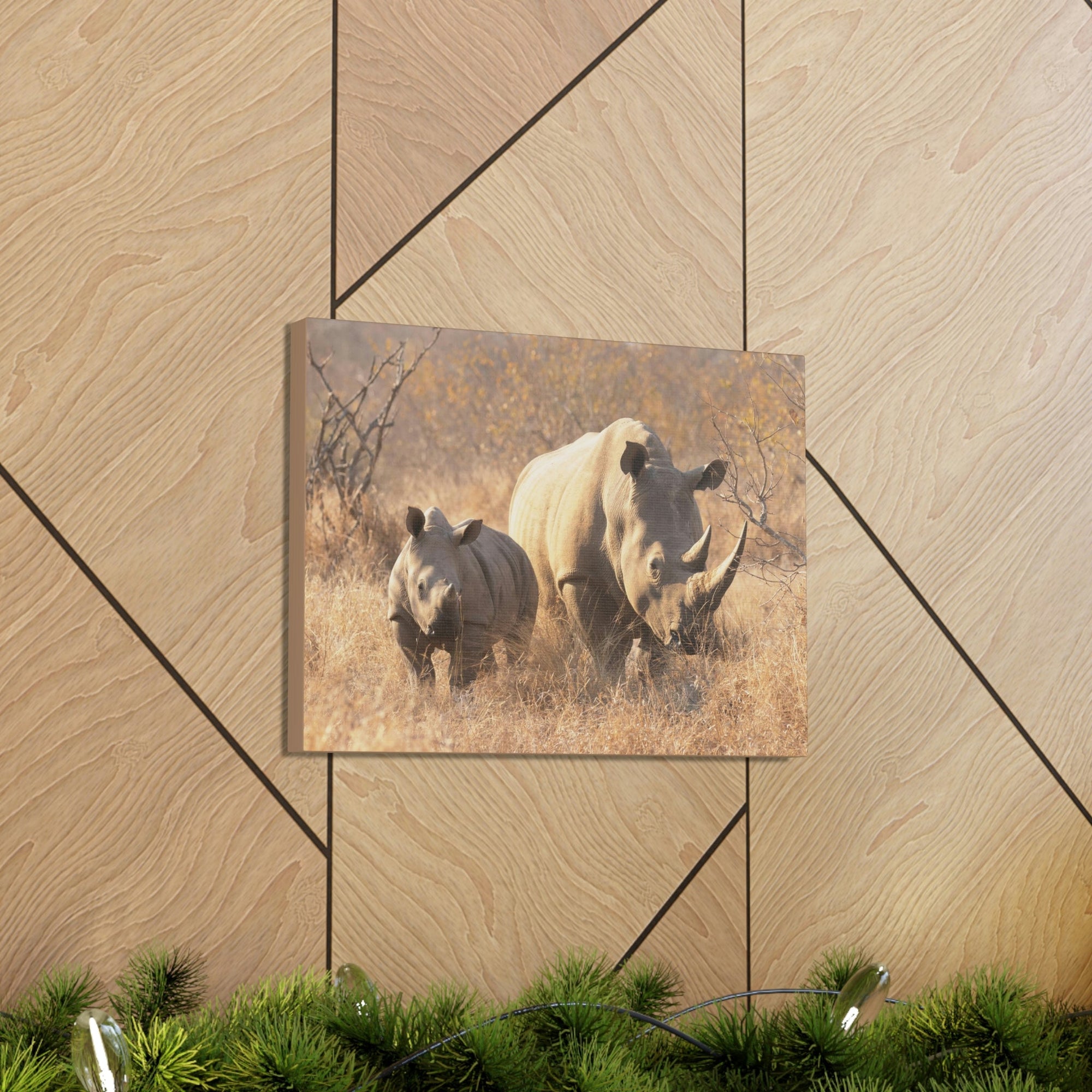 Scripture Walls White Rhino Hunting White Rhino on Hunt Print Animal Wall Art Wildlife Canvas Prints Wall Art Ready to Hang Unframed-Express Your Love Gifts