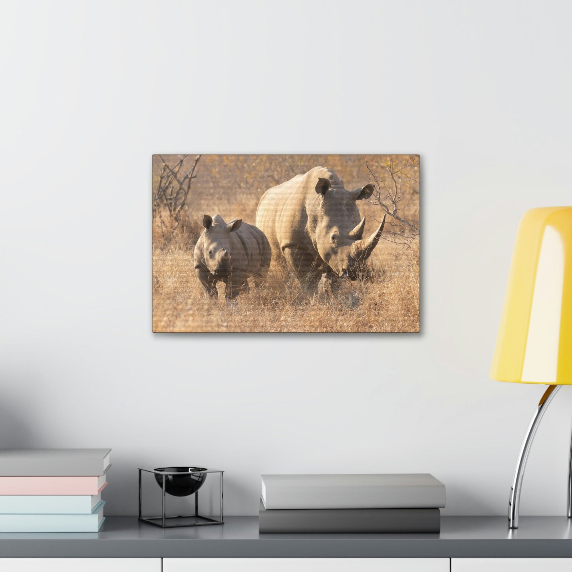 Scripture Walls White Rhino Hunting White Rhino on Hunt Print Animal Wall Art Wildlife Canvas Prints Wall Art Ready to Hang Unframed-Express Your Love Gifts