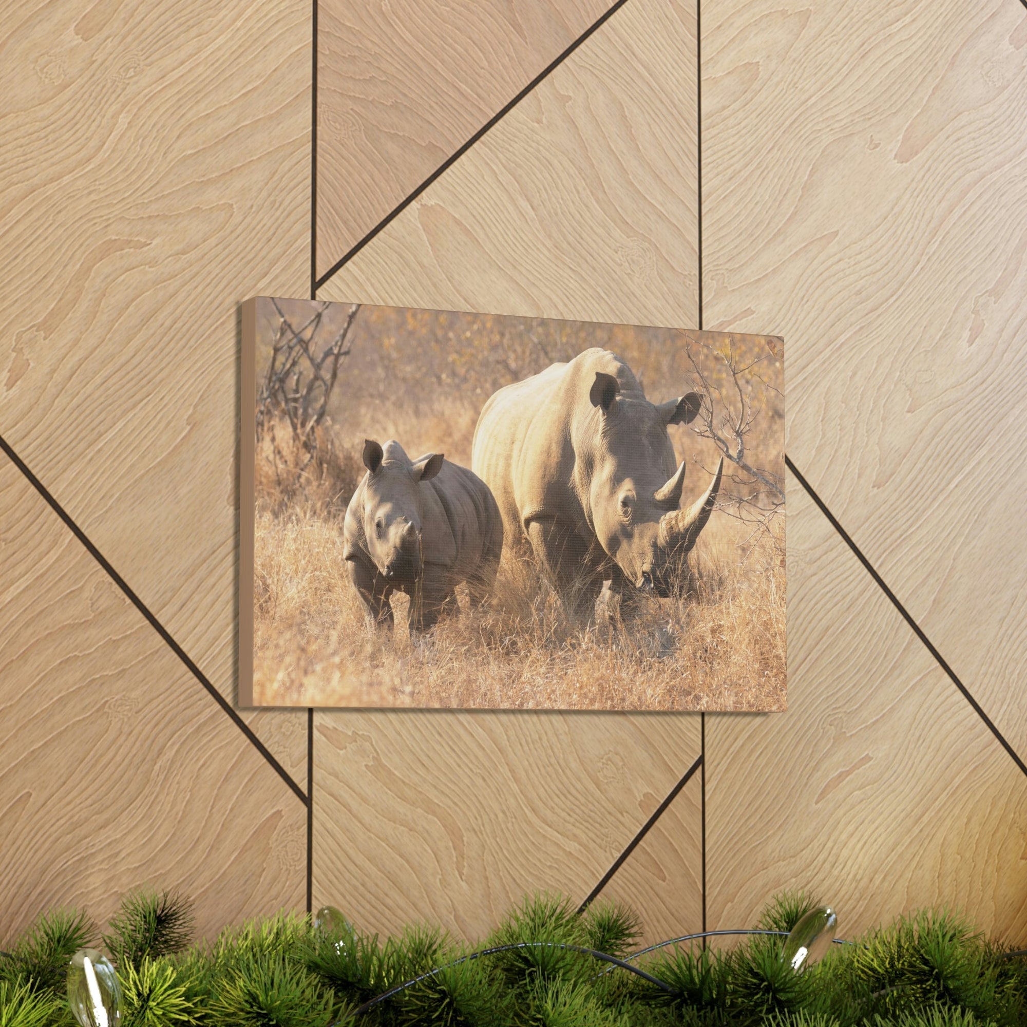 Scripture Walls White Rhino Hunting White Rhino on Hunt Print Animal Wall Art Wildlife Canvas Prints Wall Art Ready to Hang Unframed-Express Your Love Gifts