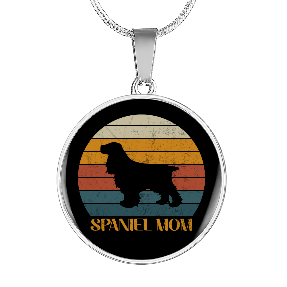 White Spaniel Mom Circle Necklace Stainless Steel or 18k Gold 18-22"-Express Your Love Gifts