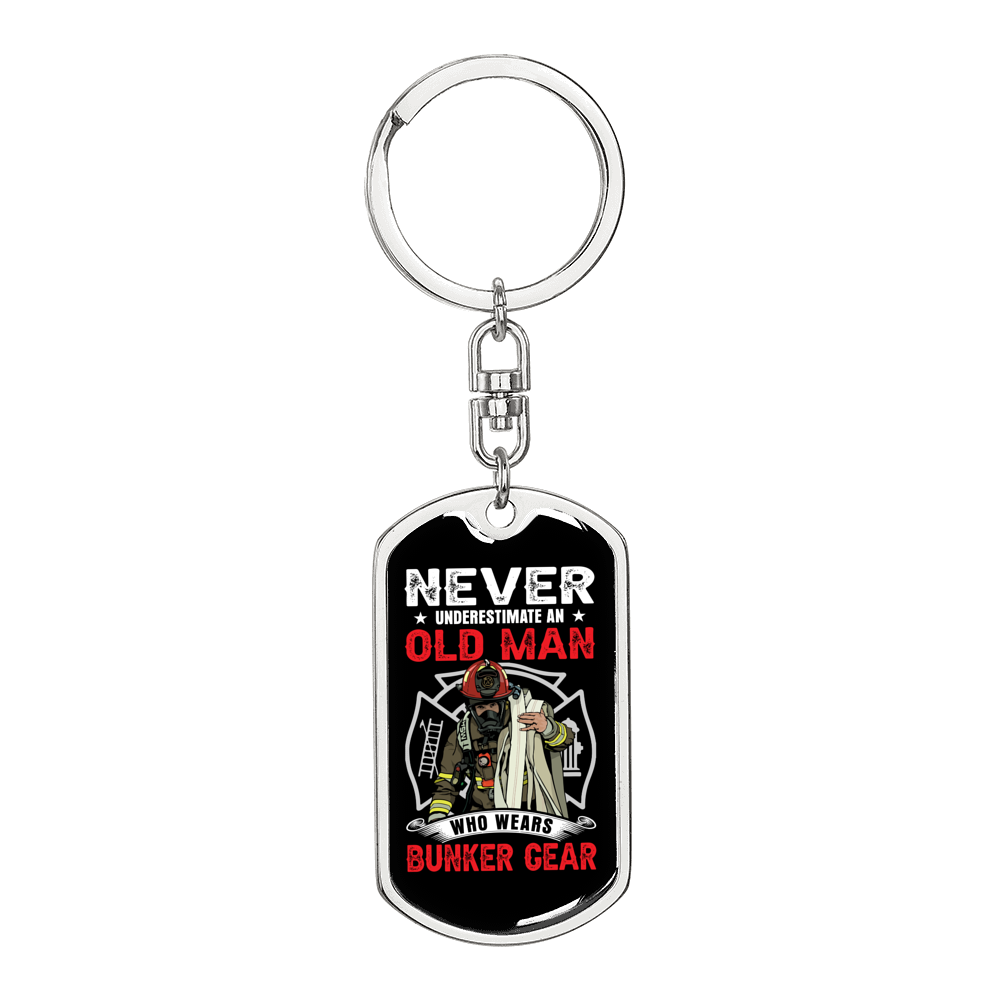 Who Wears Bunker Gear Firefighter Keychain Stainless Steel or 18k Gold Dog Tag Keyring-Express Your Love Gifts