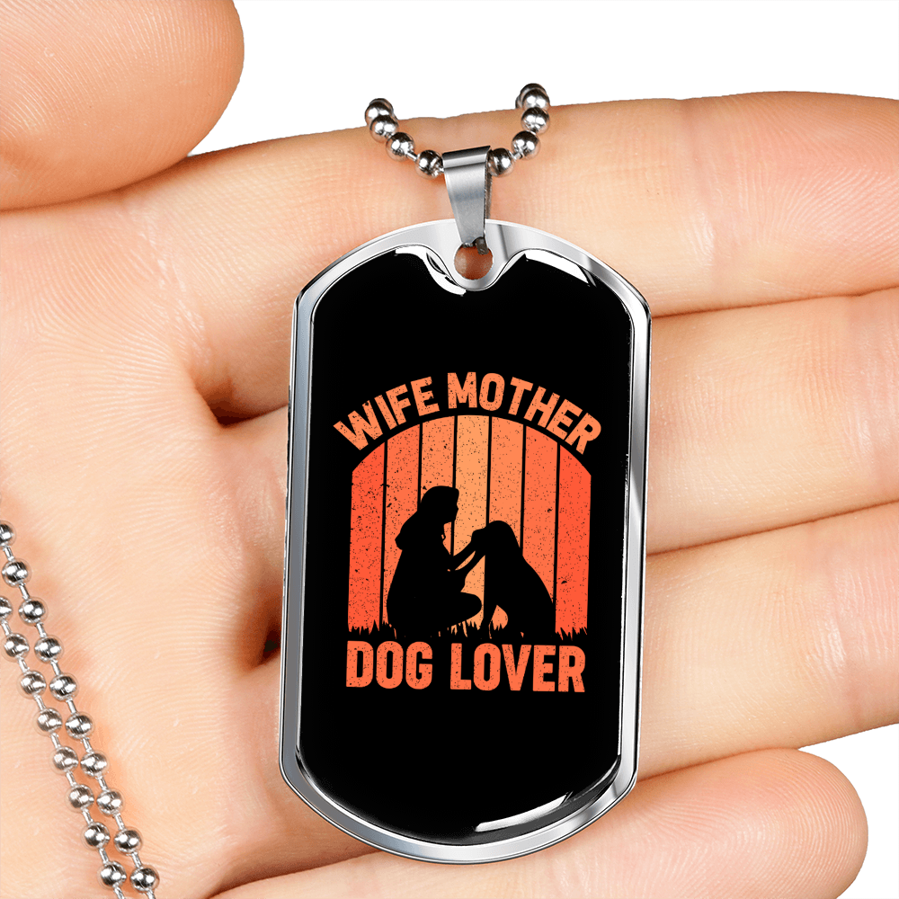 Wife Father Dog Lover Orange Necklace Stainless Steel or 18k Gold Dog Tag 24" Chain-Express Your Love Gifts