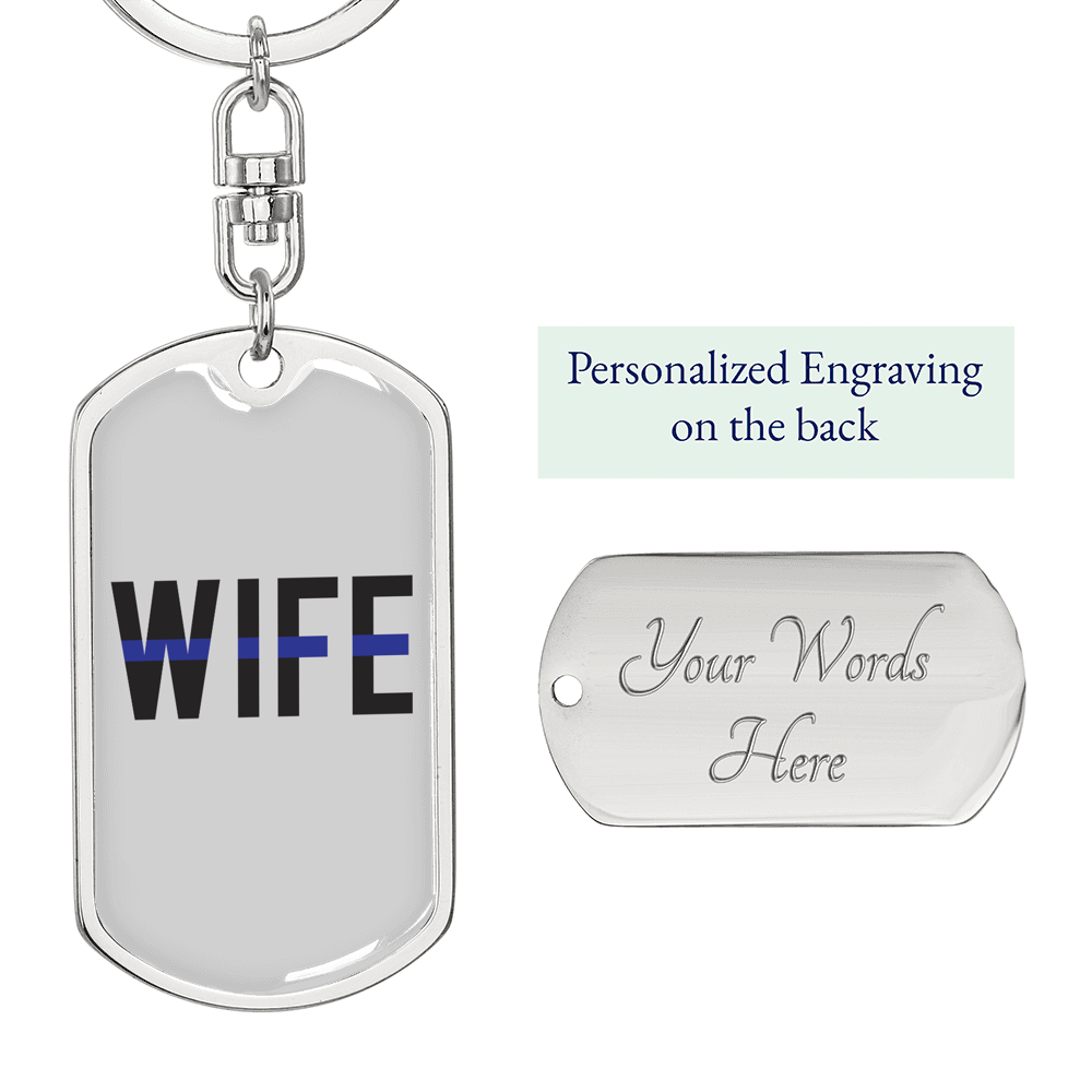 Wife Keychain Stainless Steel or 18k Gold Dog Tag Keyring-Express Your Love Gifts