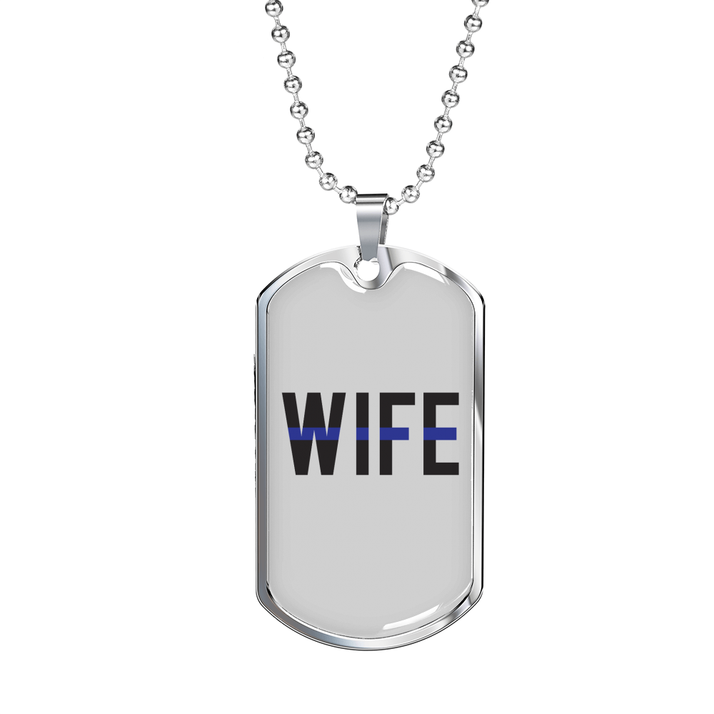 Wife Necklace Stainless Steel or 18k Gold Dog Tag 24"-Express Your Love Gifts