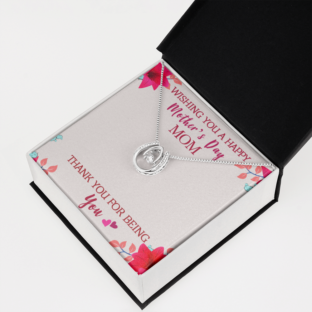 Wishing you a Happy Mothers Lucky Horseshoe Necklace Message Card 14k w CZ Crystals-Express Your Love Gifts