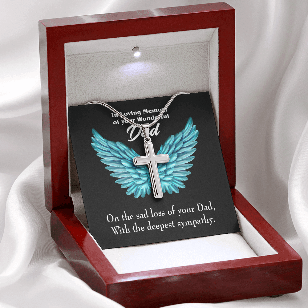 With Deepest Sympathy Dad Memorial Gift Dad Memorial Cross Necklace Sympathy Gift Loss of Father Condolence Message Card-Express Your Love Gifts