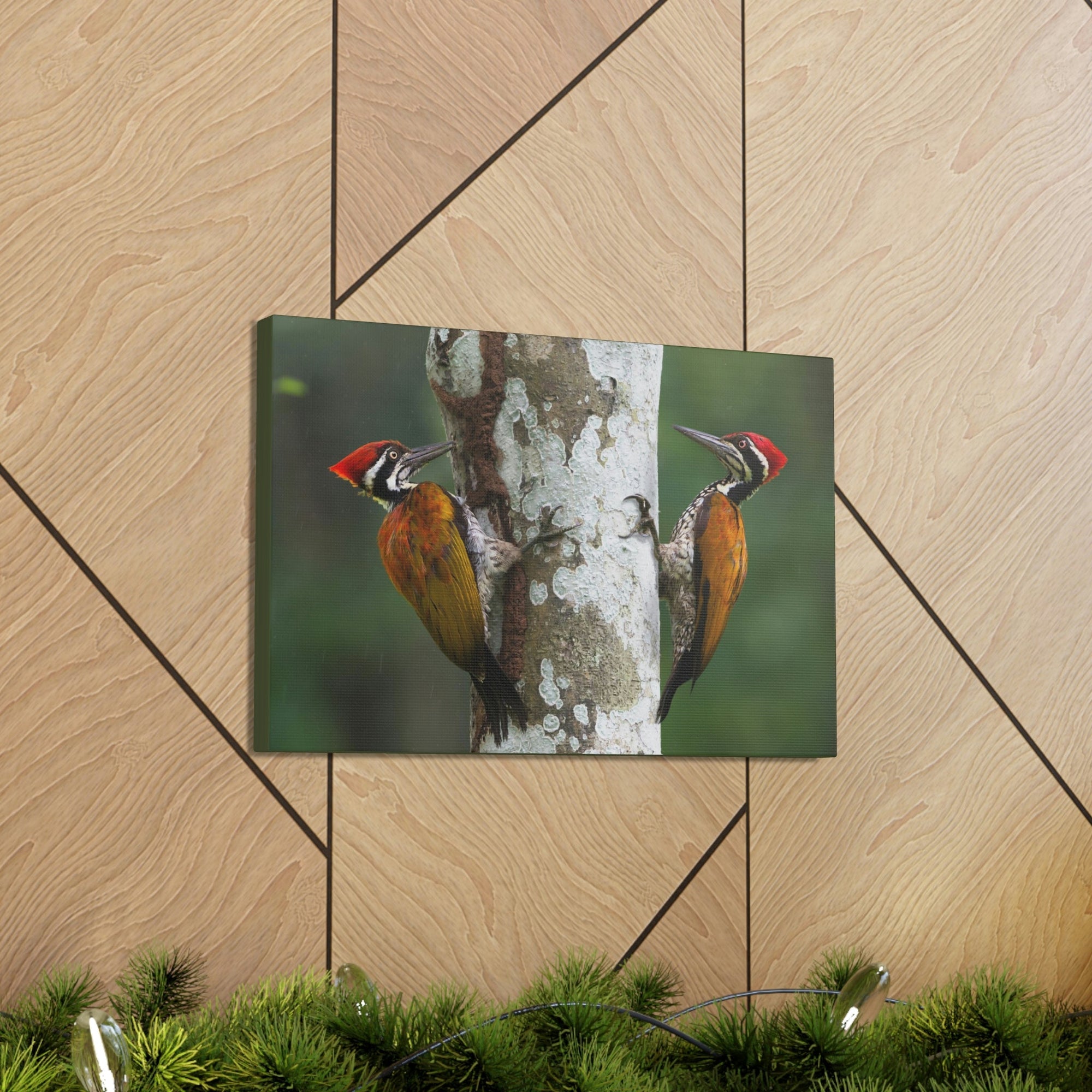 Scripture Walls Woodpecker Couple Woodpecker Couple Print Animal Wall Art Wildlife Canvas Prints Wall Art Ready to Hang Unframed-Express Your Love Gifts