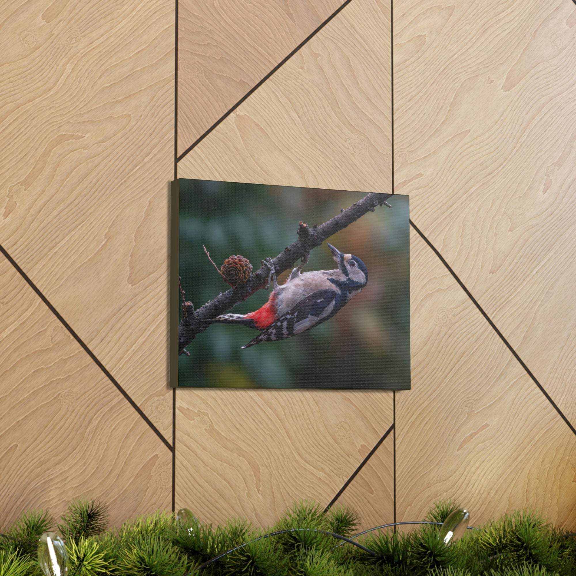 Scripture Walls Woodpecker Hunting Woodpecker on Hunt Print Animal Wall Art Wildlife Canvas Prints Wall Art Ready to Hang Unframed-Express Your Love Gifts