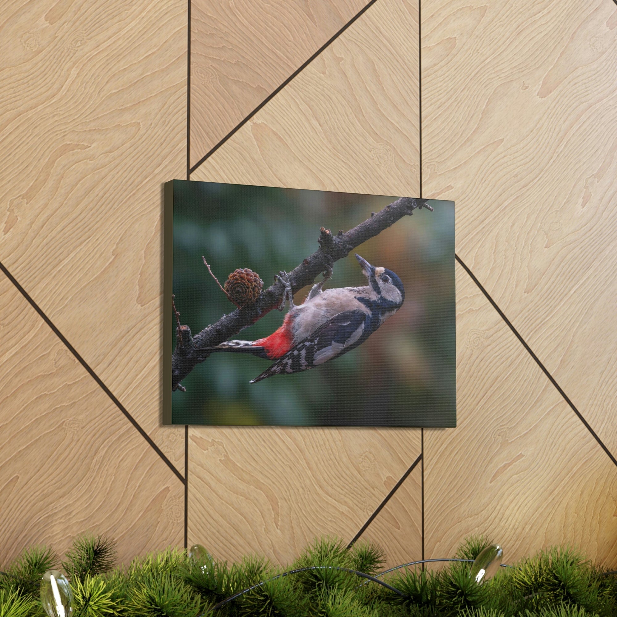 Scripture Walls Woodpecker Hunting Woodpecker on Hunt Print Animal Wall Art Wildlife Canvas Prints Wall Art Ready to Hang Unframed-Express Your Love Gifts