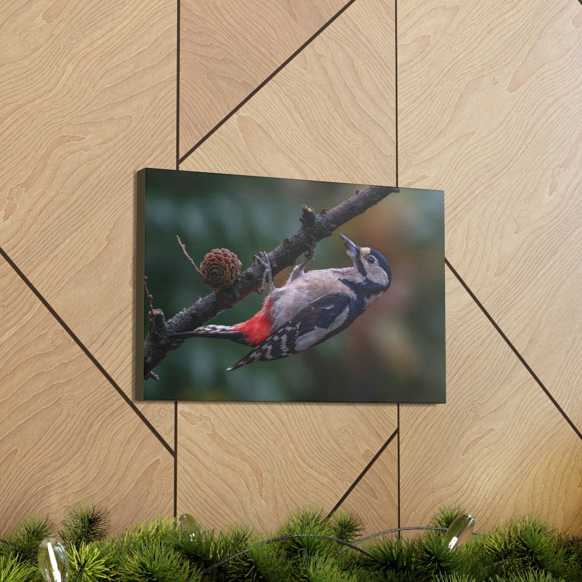 Scripture Walls Woodpecker Hunting Woodpecker on Hunt Print Animal Wall Art Wildlife Canvas Prints Wall Art Ready to Hang Unframed-Express Your Love Gifts