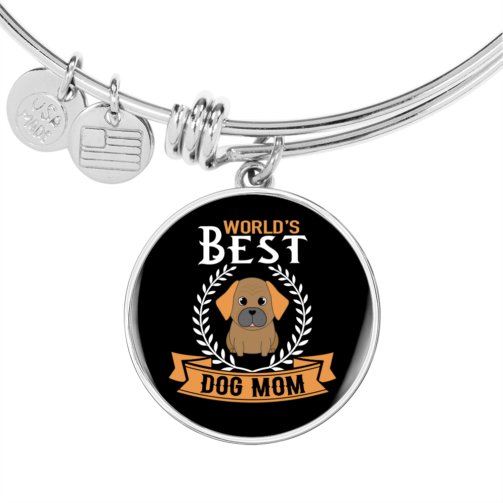 World's Best Dog Mom Bracelet Stainless Steel or 18k Gold Circle Bangle-Express Your Love Gifts