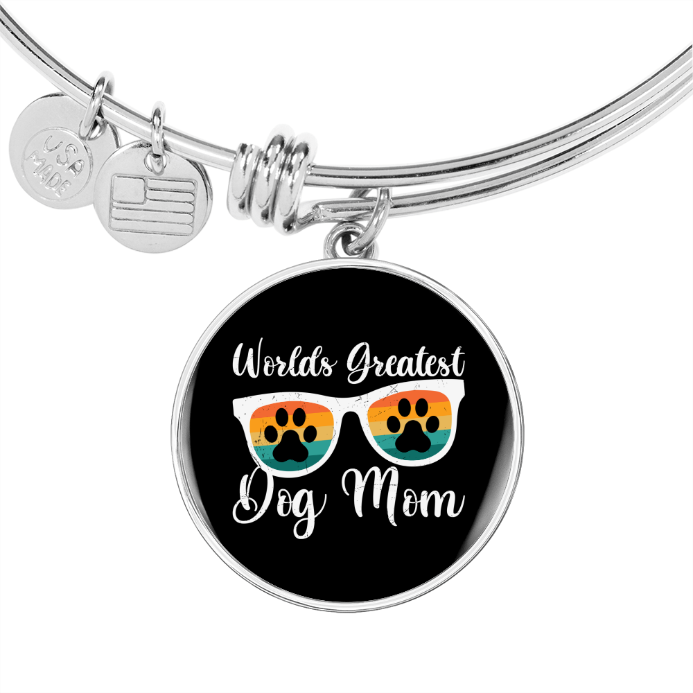 Worlds Greatest Dog Mom Bracelet Stainless Steel or 18k Gold Circle Bangle-Express Your Love Gifts