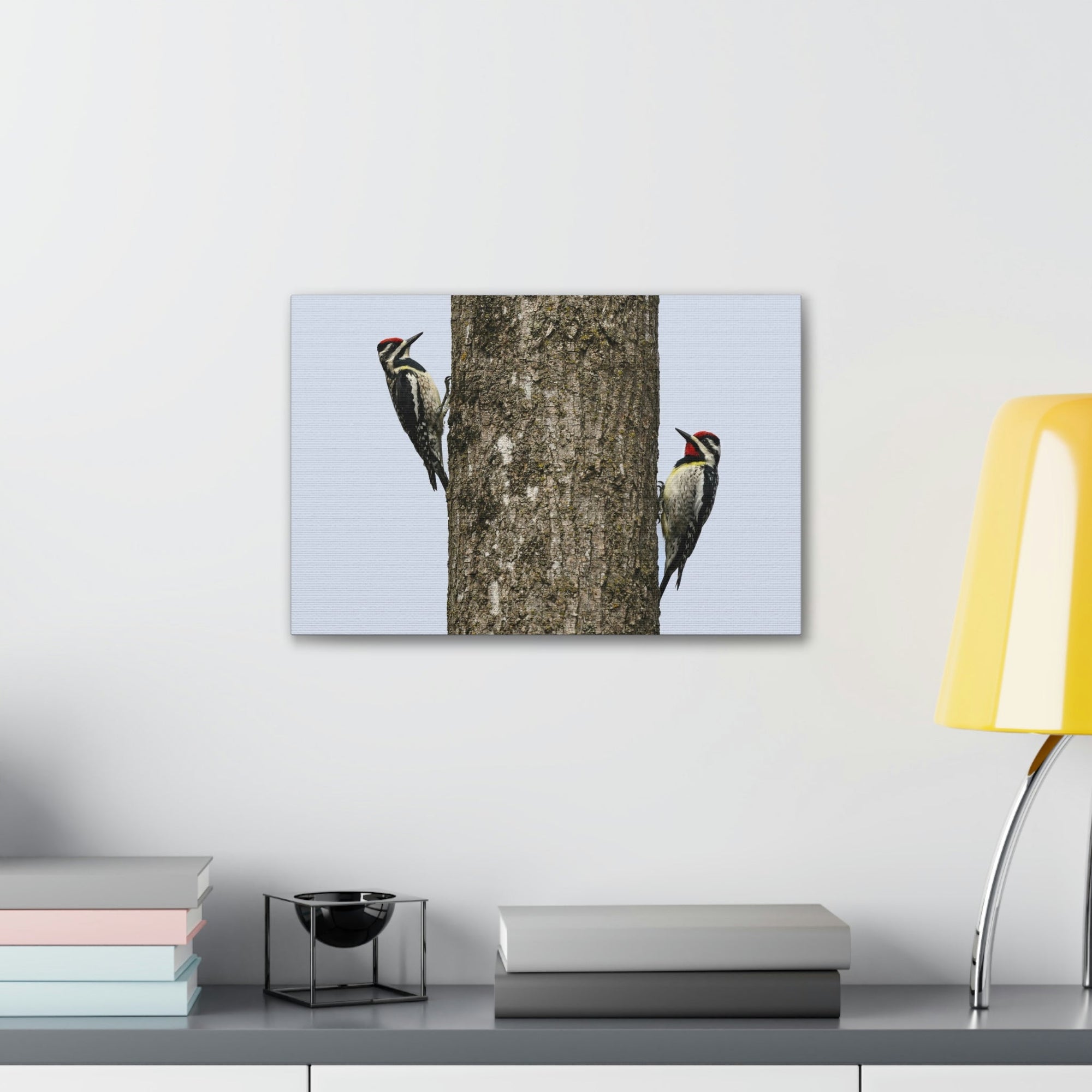 Scripture Walls Yellow Bellied Sapsuckers Couple on a Tree Trunk Print Animal Wall Art Wildlife Canvas Prints Wall Art Ready to Hang Unframed-Express Your Love Gifts