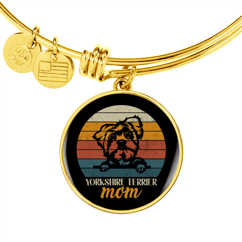 Yorkshire Terrier Mom Bracelet Stainless Steel or 18k Gold Circle Bangle-Express Your Love Gifts