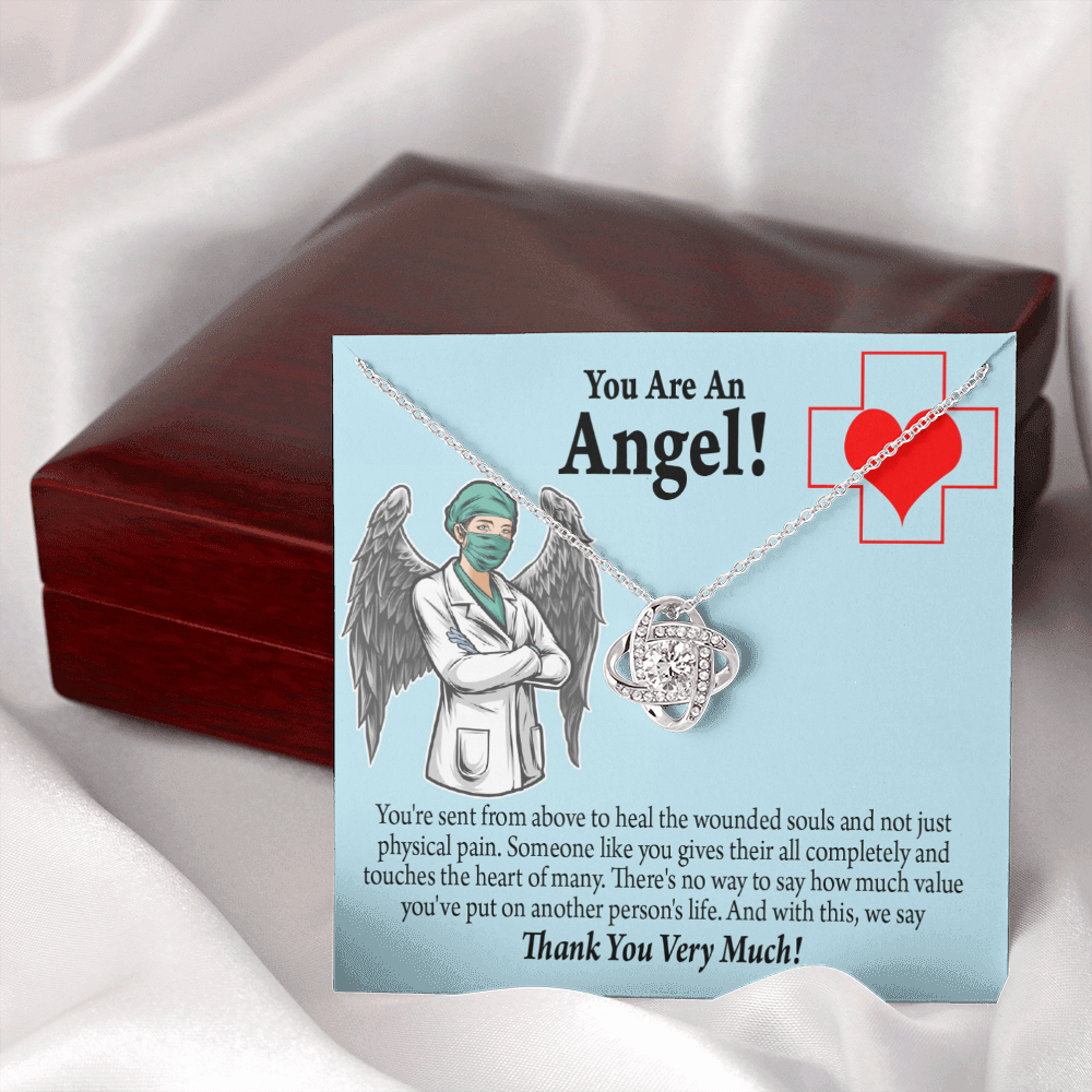You are an Angel Nurse Healthcare Medical Worker Nurse Appreciation Gift Infinity Knot Necklace Message Card-Express Your Love Gifts