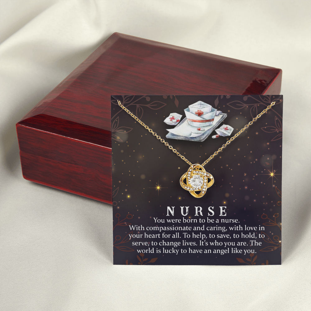 You Were Born to be a Nurse Healthcare Medical Worker Nurse Appreciation Gift Infinity Knot Necklace Message Card-Express Your Love Gifts