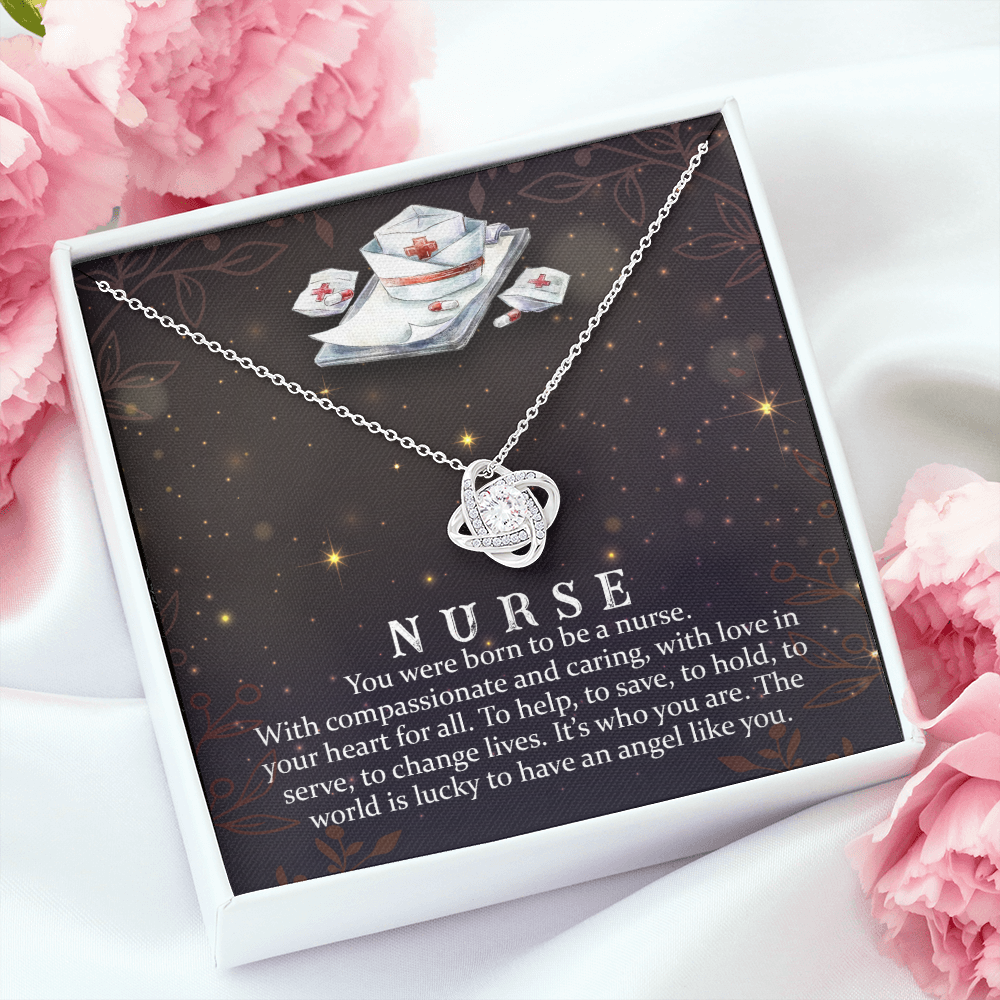 You Were Born to be a Nurse Healthcare Medical Worker Nurse Appreciation Gift Infinity Knot Necklace Message Card-Express Your Love Gifts