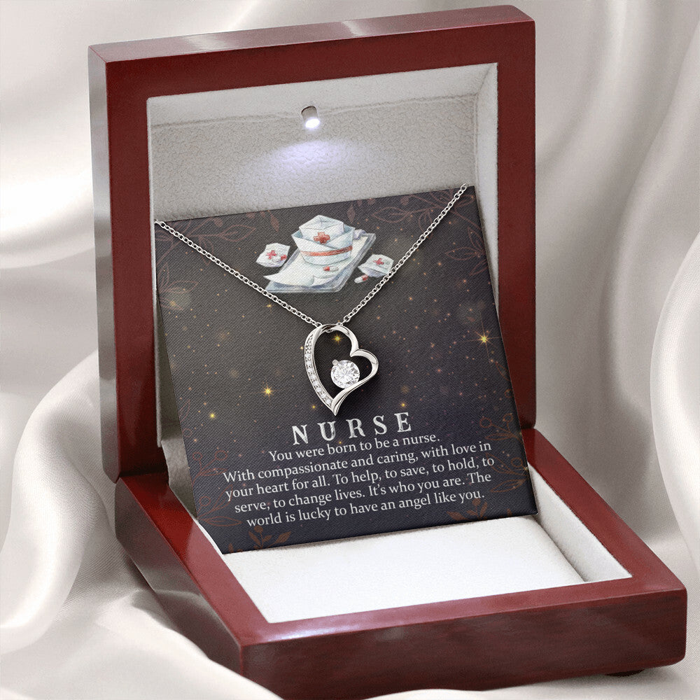 You Were Born to Be a Nurse Healthcare Medical Worker Nurse Appreciation GiftForever Necklace w Message Card-Express Your Love Gifts