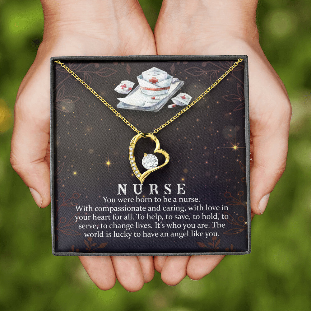 You Were Born to Be a Nurse Healthcare Medical Worker Nurse Appreciation GiftForever Necklace w Message Card-Express Your Love Gifts