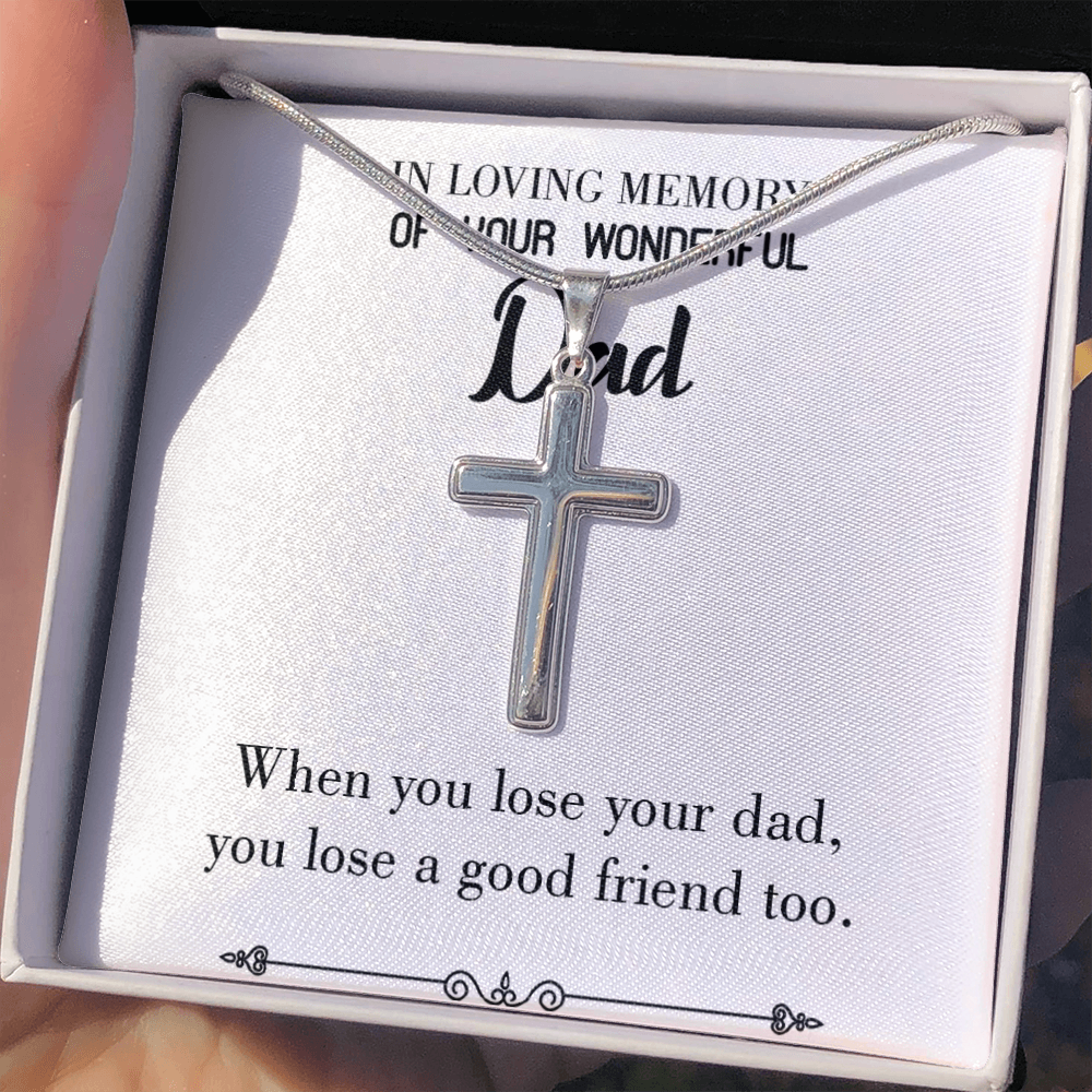 Your Dad Your Friend Dad Memorial Gift Dad Memorial Cross Necklace Sympathy Gift Loss of Father Condolence Message Card-Express Your Love Gifts