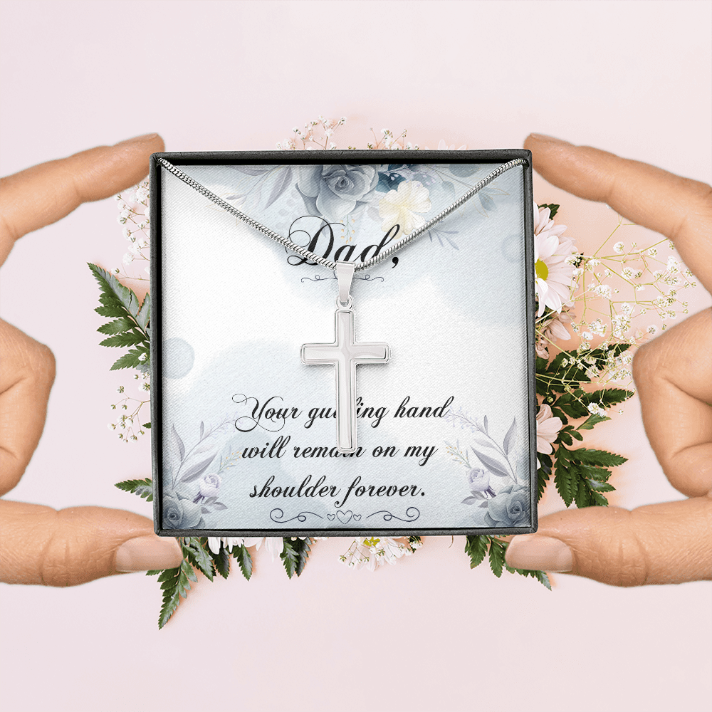 Your Guiding Hand Dad Memorial Gift Dad Memorial Cross Necklace Sympathy Gift Loss of Father Condolence Message Card-Express Your Love Gifts